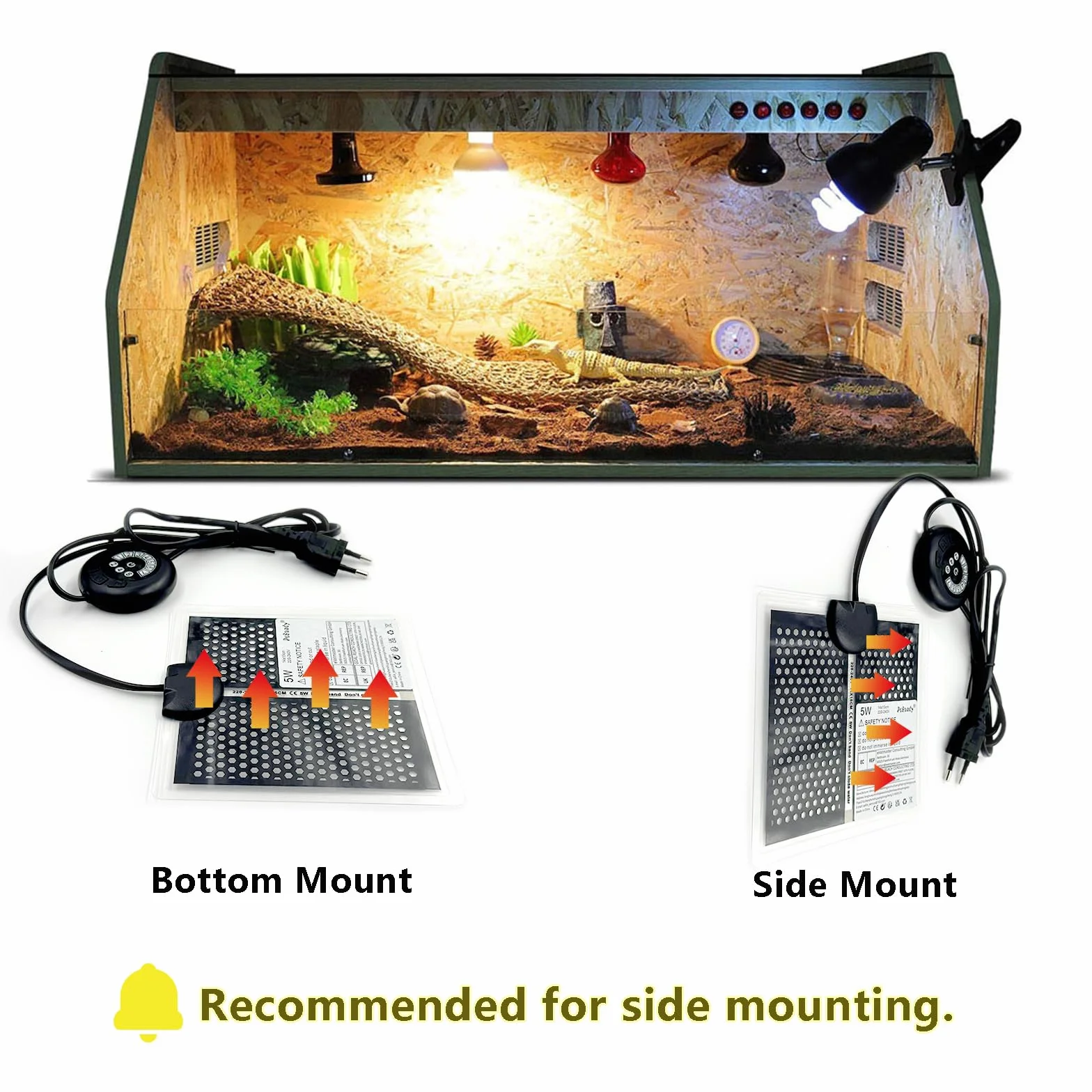 Tapis Chauffant pour Terrariums Reptile 15x14cm 7 Réglages Température