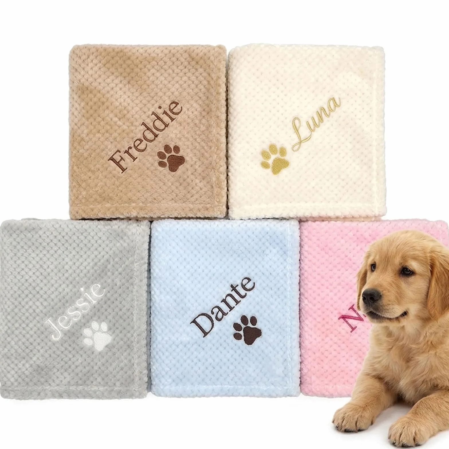 Couverture personnalisée brodée pour Chien avec nom Logo Chats Animaux de Compagnie