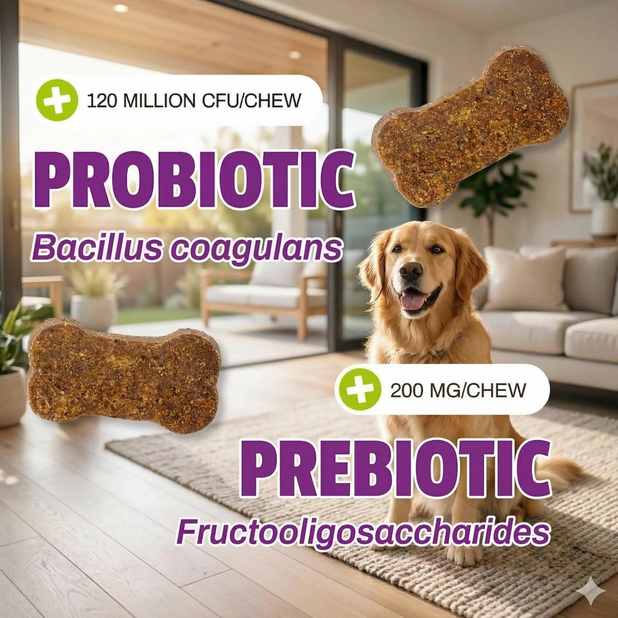 Pet Naturals Probiotiques Quotidiens pour Chiens, saveur Canard, 160 friandises à mâcher – 120 M UFC pré-et probiotiques pour la santé Digestive, la santé intestinale, Le Soutien immunitaire, la