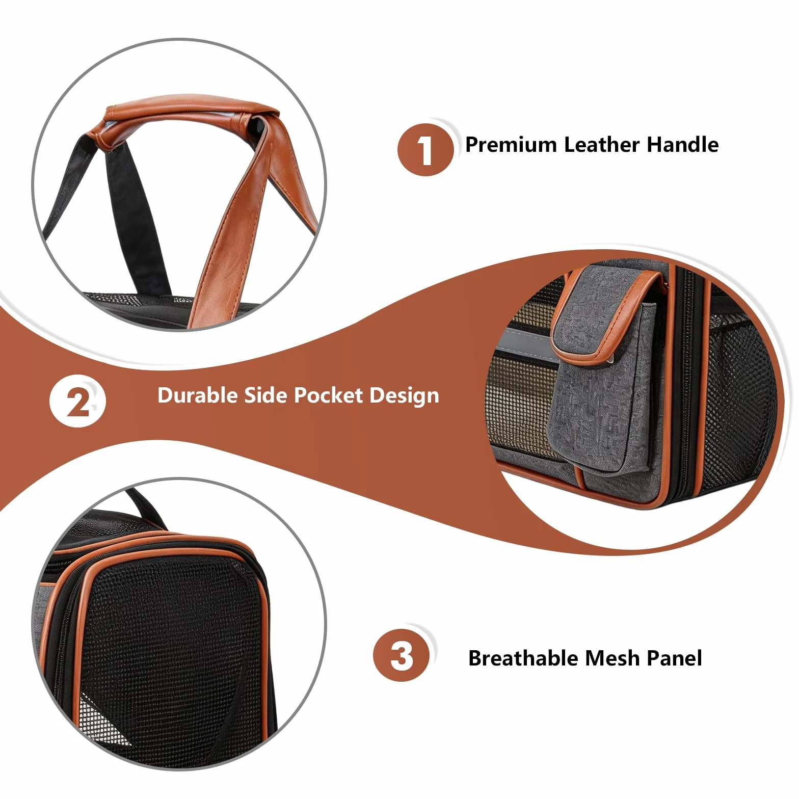 Sac de Transport pour Chat Pliable avec Bandoulière Marron