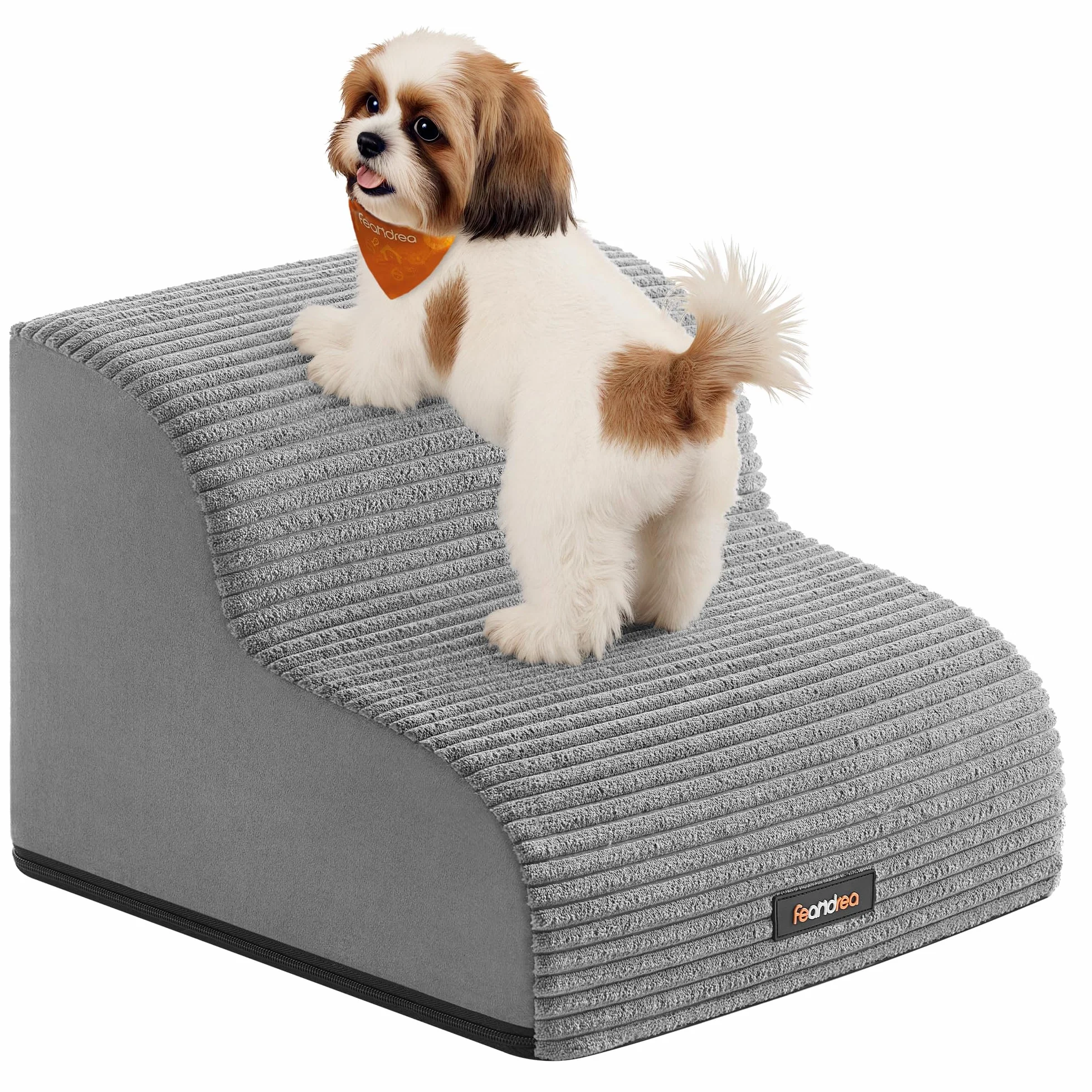 Feandrea Escalier pour Chien 2 Marches Imperméable Antidérapant Housse Amovible Lavable Gris Tourterelle PPS002G01