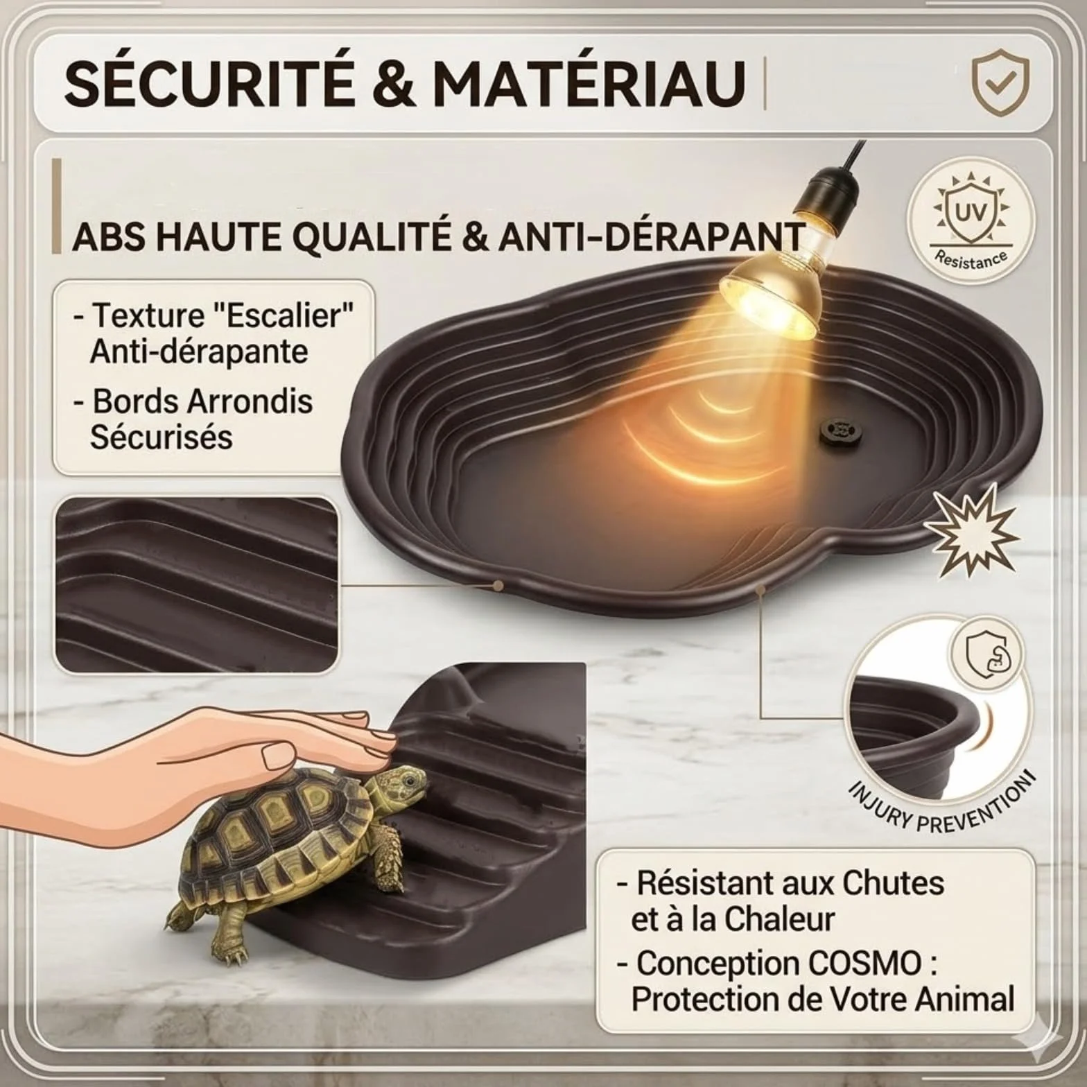 Plat d'eau Tortue avec Rampe et Plate-Forme pour Reptiles - Alimentation Intégrée