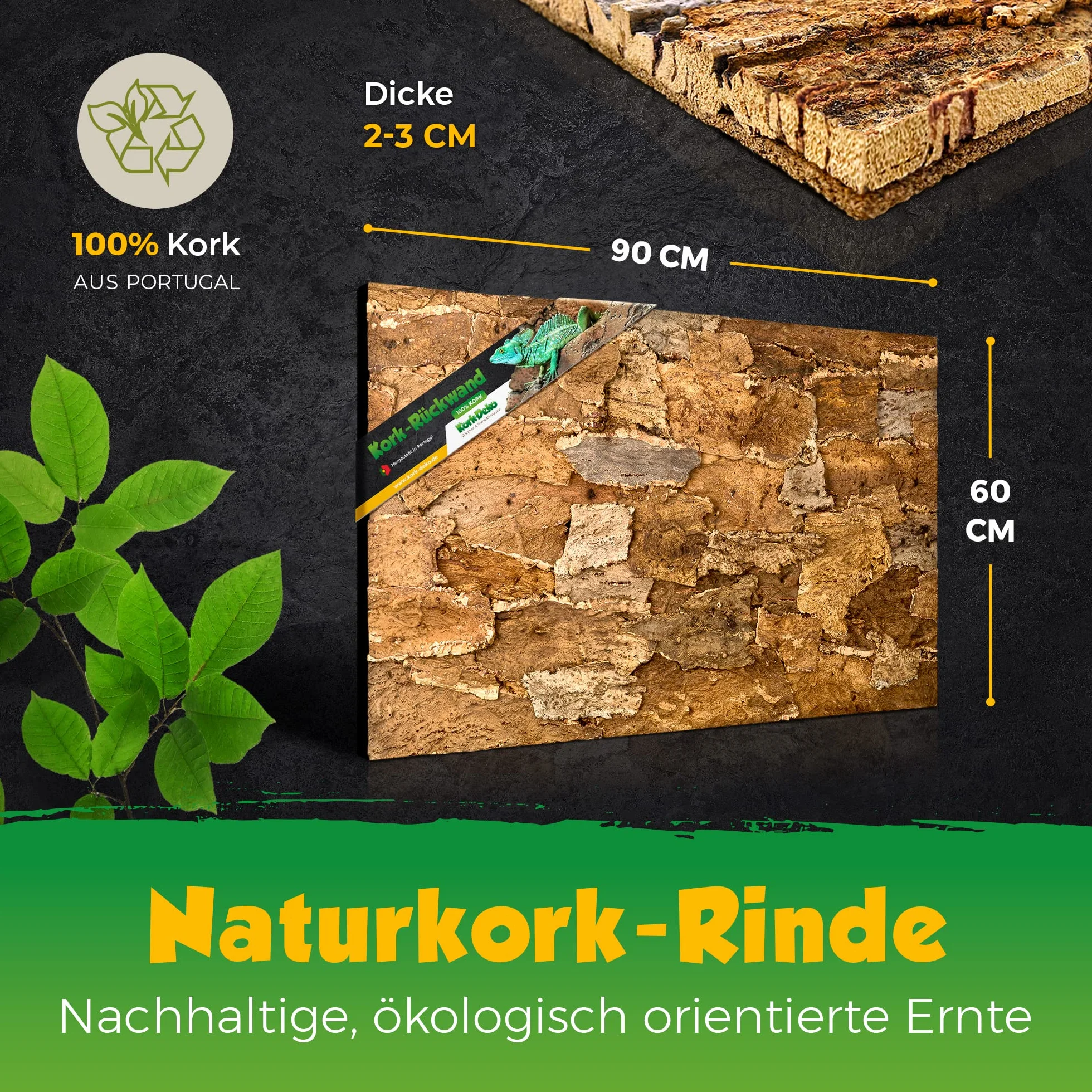 Paroi arrière XL pour terrarium Desert 3D écorce de liège naturel 90 x 60 cm