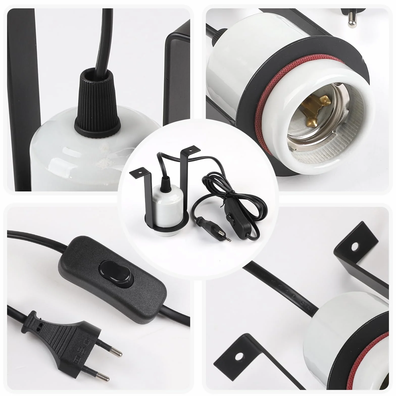 Douille en Céramique Lampe Chauffante E27 pour Terrarium Reptiles, Câble 1,5 m, 2 Pièces