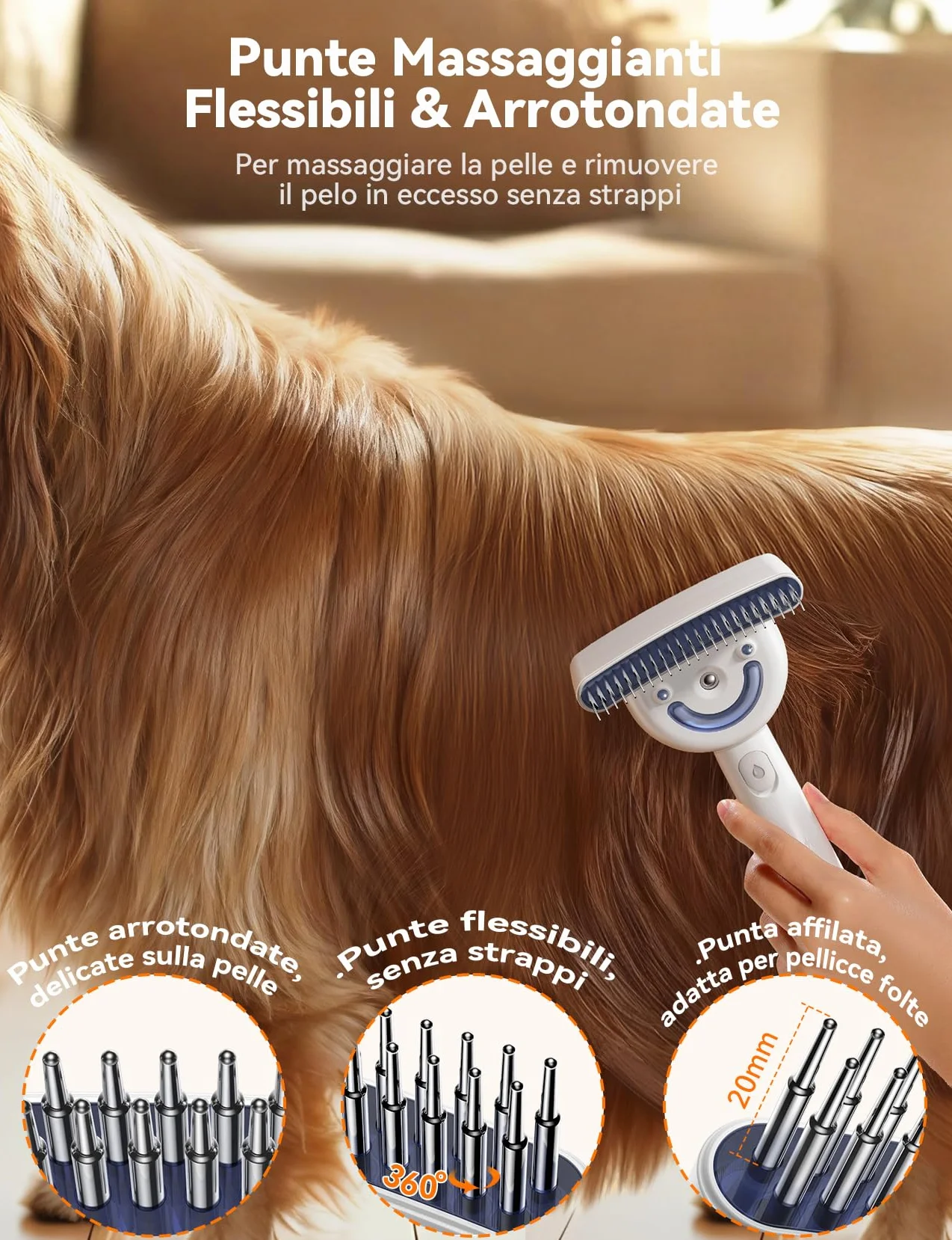 FEELNEEDY Brosse Vapeur Chien Peigne Démêlage Professionnel Double Face 23+35 Dents Élimine Nœuds Sous Poil Courts Longs
