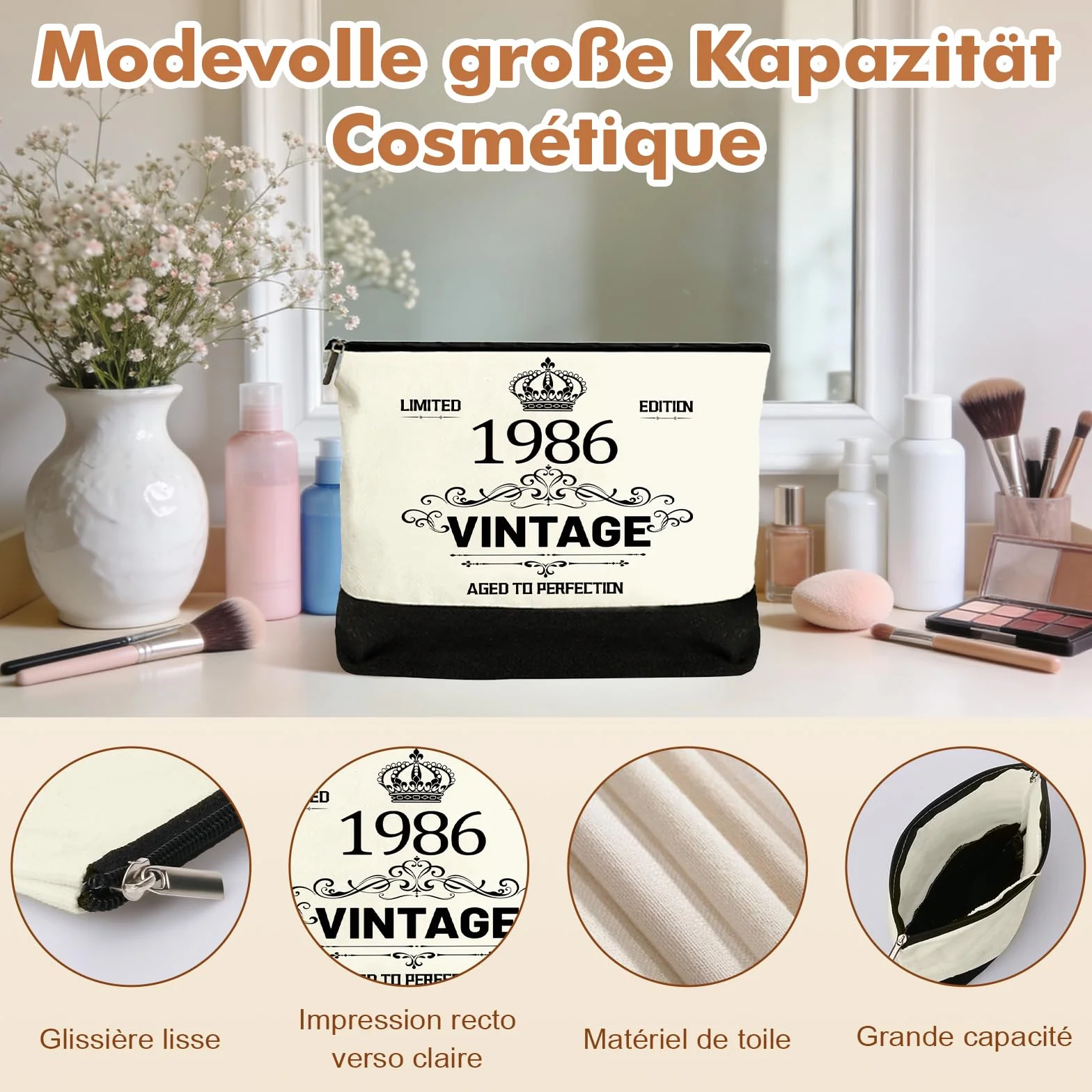 Coffret cadeau anniversaire personnalisé pour femme 30 40 50 60 ans vintage 1996 1986 1976 1966