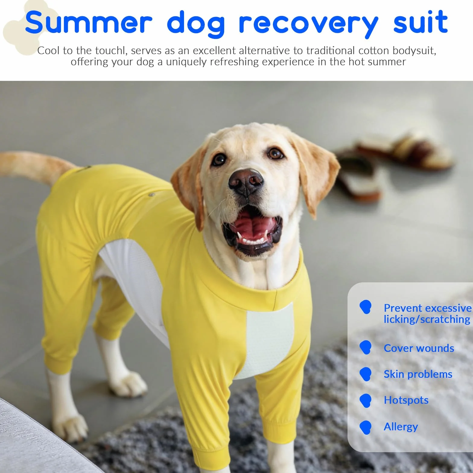 Veste de Refroidissement pour Chien Respirant Anti Lechage UV Jaune 3XL