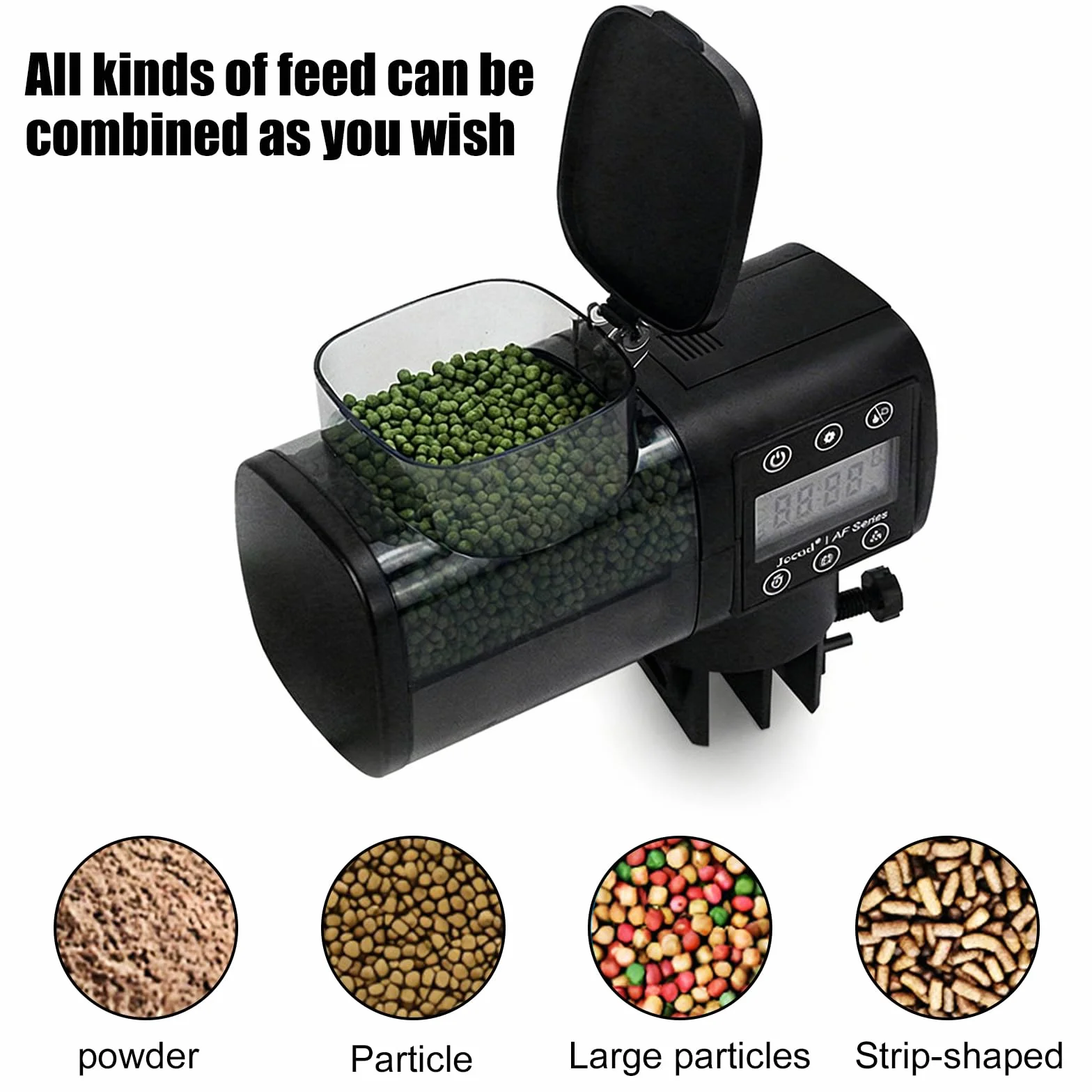 BORDEAG Distributeur automatique de nourriture pour poissons 160 x 70 x 102 mm minuterie grande capacité noir
