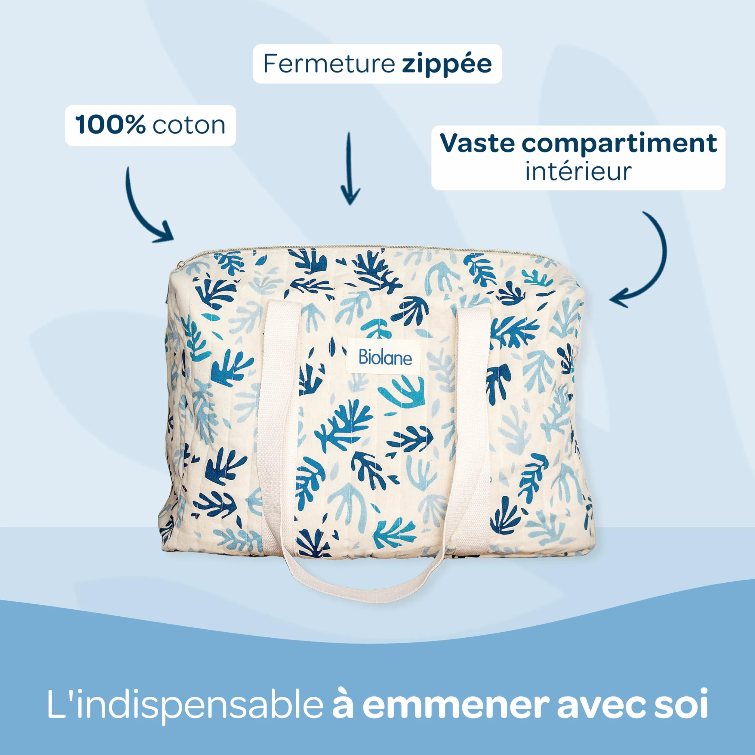BIOLANE Coffret Maternité Kit de Soin Bébé Naissance Sac à langer & Soins Bébé Couche Lingettes H2O
