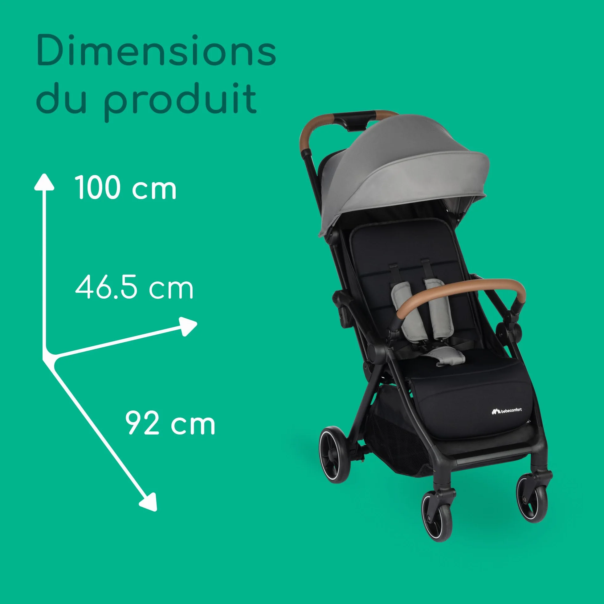 Bebeconfort Sunlite poussette canne compacte 0-4 ans 22 kg légère 7,2 kg 3 positions inclinaison inclinable d'une main grand panier Tinted Grey
