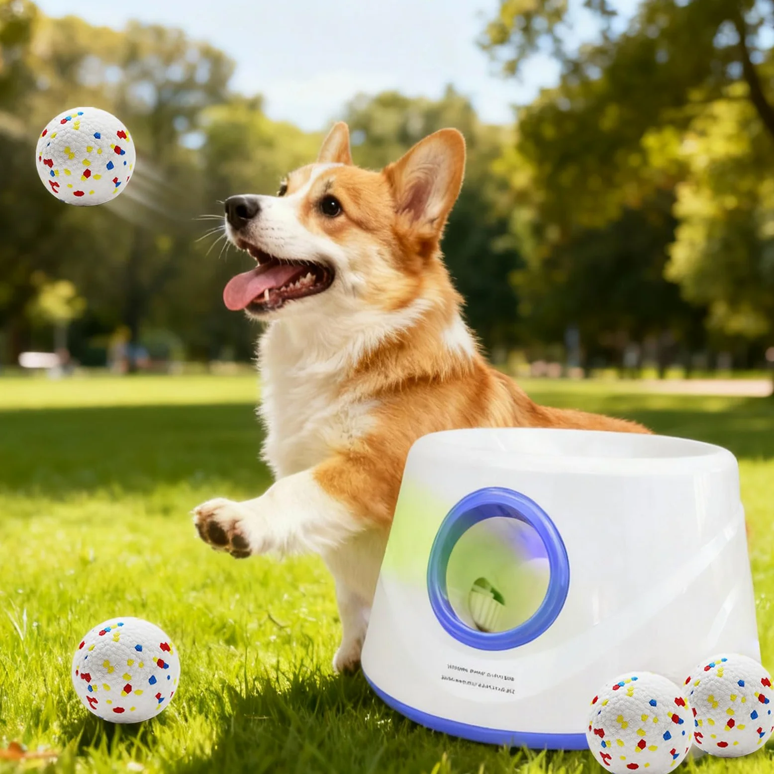 Lanceur de balles automatique pour chien pour intérieur et extérieur, paramètres de distance réglables, batterie rechargeable, jouet interactif intelligent pour chiens de petite, moyenne