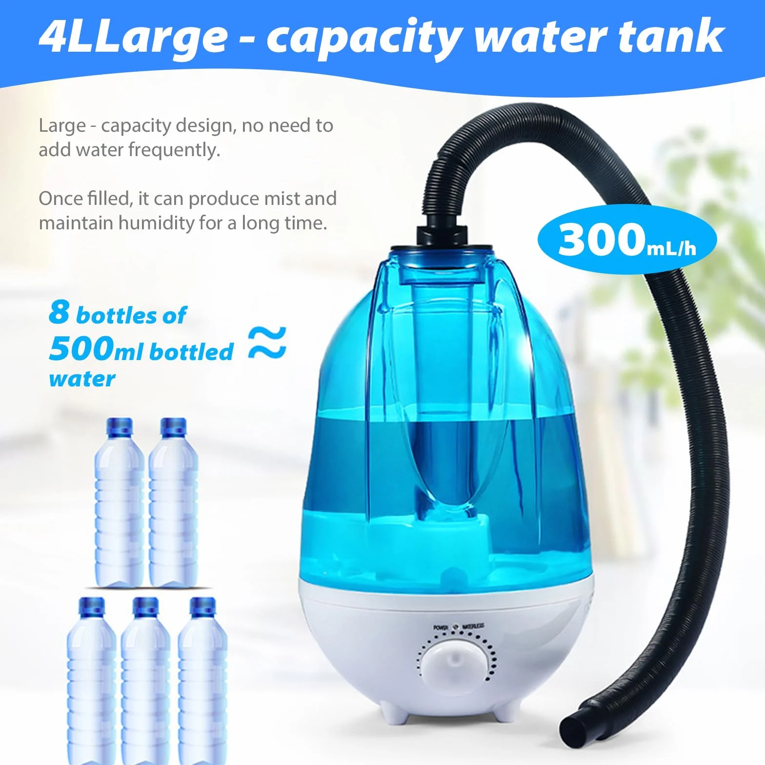 Brumisateur pour Terrarium 4L - Générateur de Brume 300mL/h avec 7 Couleurs de Veilleuse - Humidificateur Ultrasonique pour Reptiles