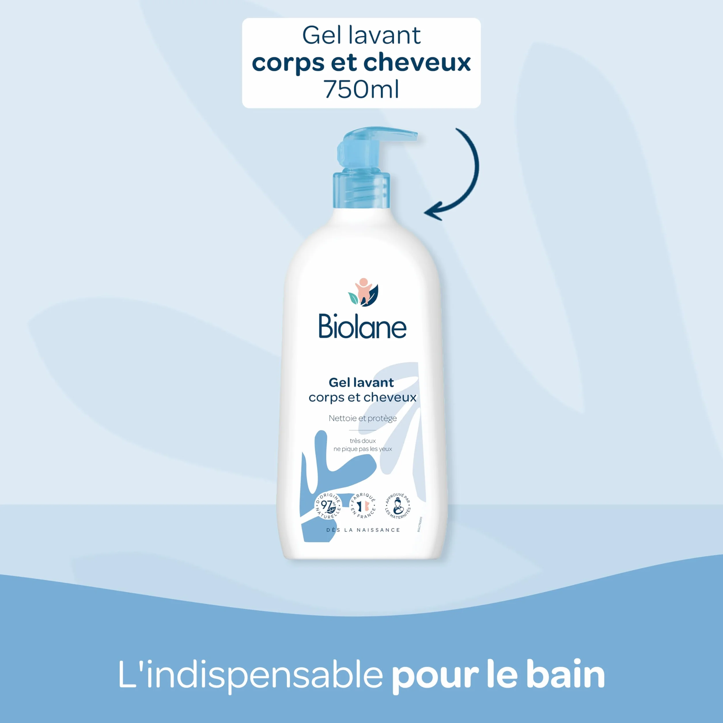 BIOLANE Kit Naissance Premiers jours 216 Lingettes Eau pure Gel Lavant Liniment Crème change Coffret Bébé Peaux Sensibles