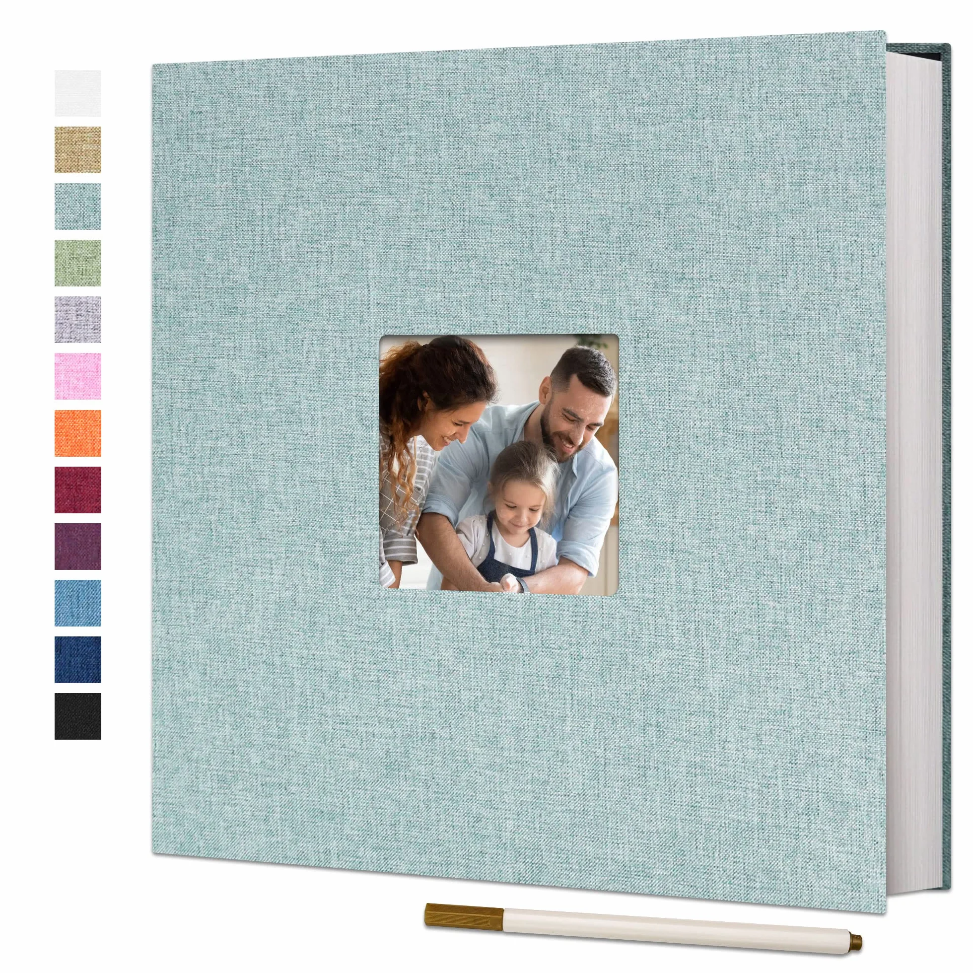 Vienrose Grand Album Photo Adhésif Scrapbooking 60 Pages 28 x 27 cm Lin Relié DIY avec Stylo Métallique pour Photos 10x15