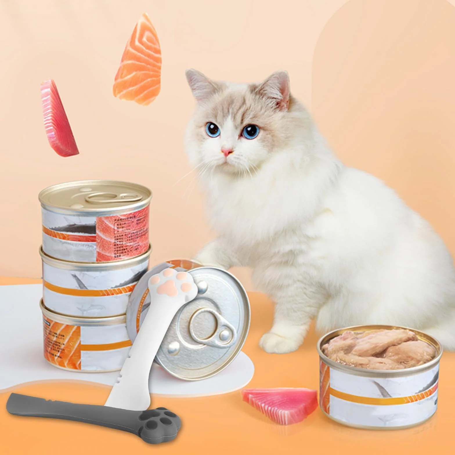 Lot de 2 cuillères à nourriture pour chat - Cuillère à chat - Ouvre-boîte multifonction - Pour animaux de compagnie - Cuillère à nourriture pour animaux de compagnie