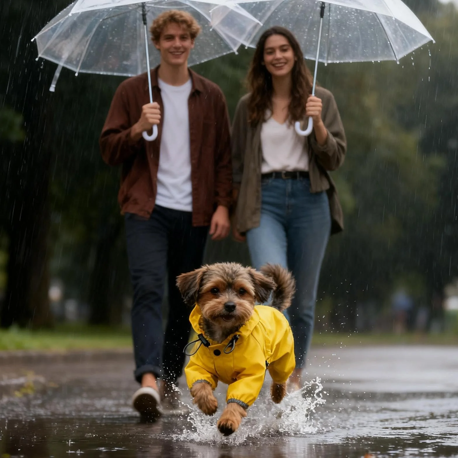 Veste Imperméable pour Chien - Manteau de Pluie Ajustable Jaune avec Capuche