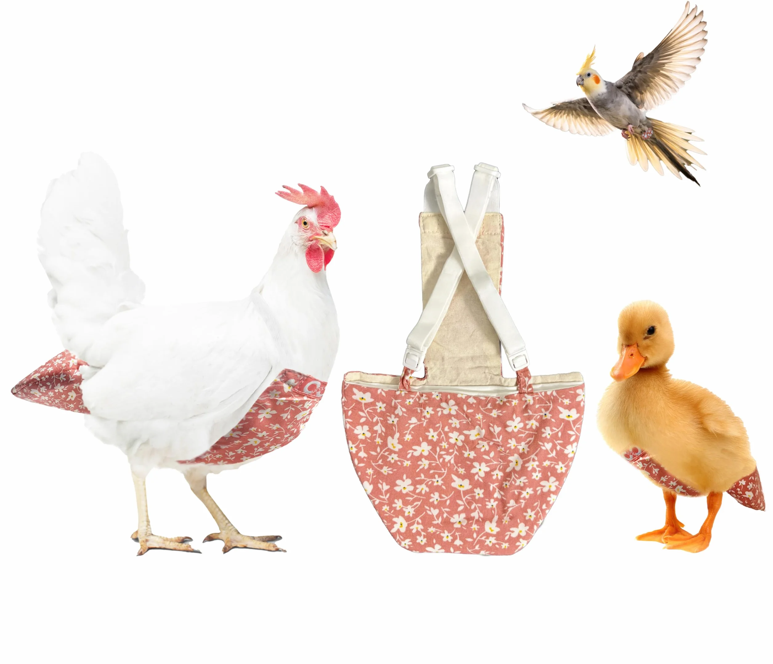 Couches réutilisables réglables pour poules taille L rose floral 1 pièce