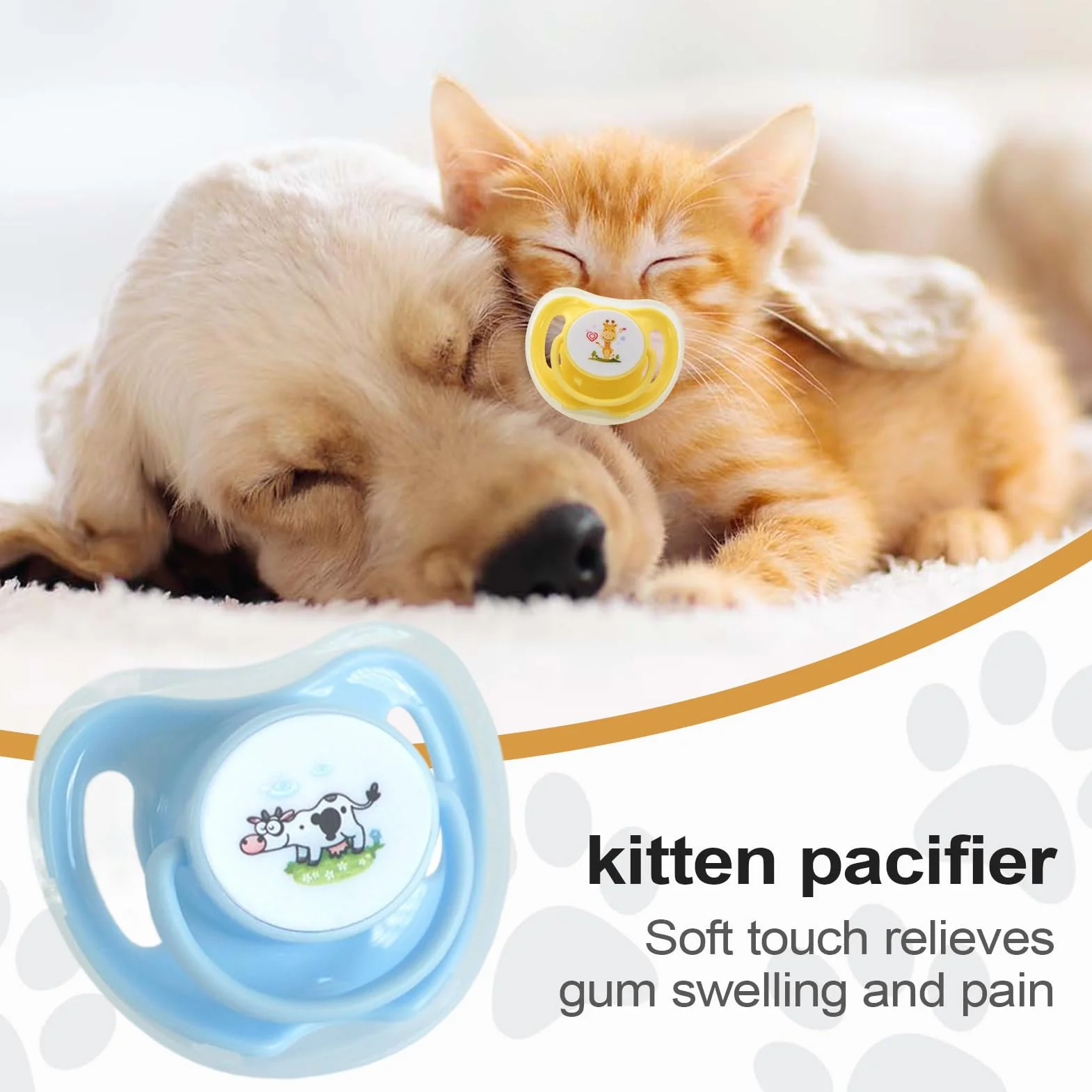 Tétine pour Chaton 4 en Silicone Forme Papillon Étui Antipoussière Apaisant Allaitement Dentition