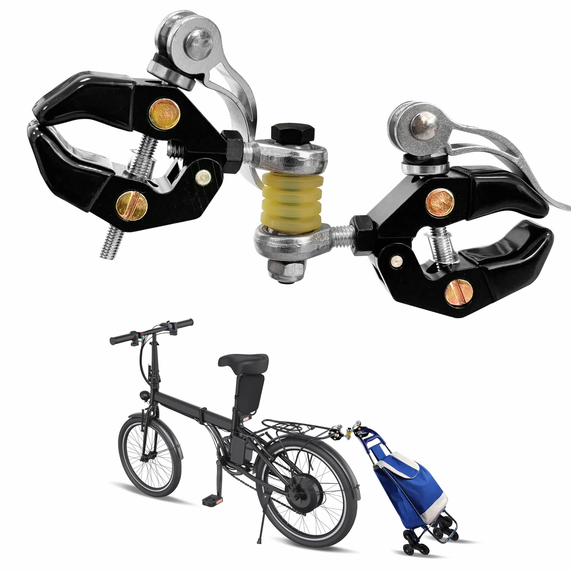 Mimoke Porte-bagages vélo pour chariot - Pince 10–45 mm - Fixation poignées chariots, trolleys, bagages - Housse protection transport