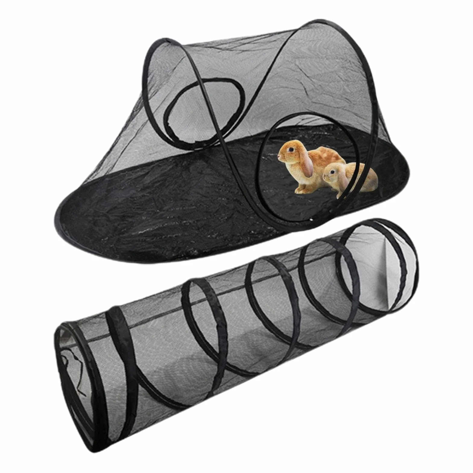 Tunnel pour chat extérieur pliable avec tente d'enceinte pour chats d'intérieur et d'extérieur