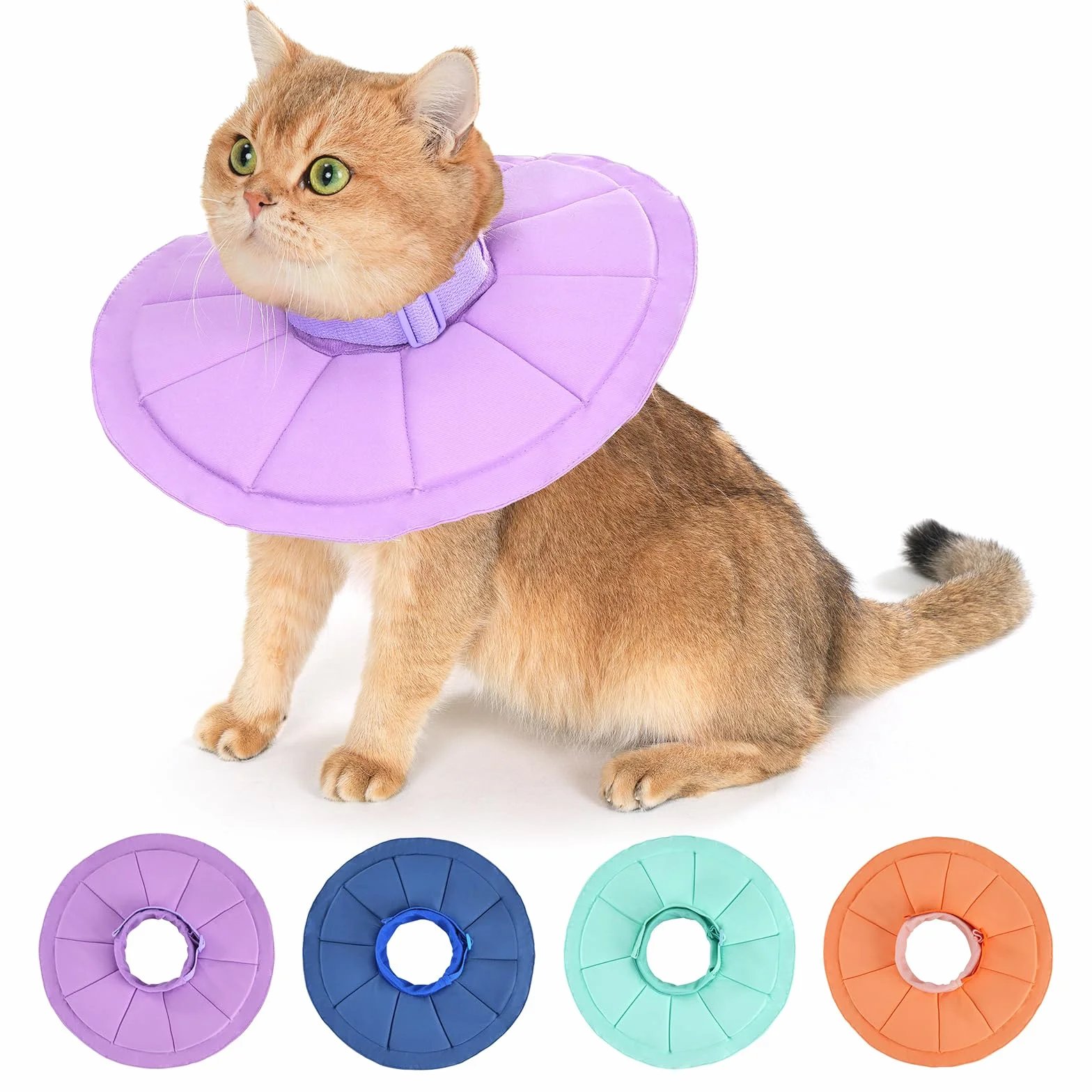 Avont Collerette pour Chat Anti-Léchage, Collier Lune Anti-Grattage, Collier Boudin de Récupération Ajustable Violet S