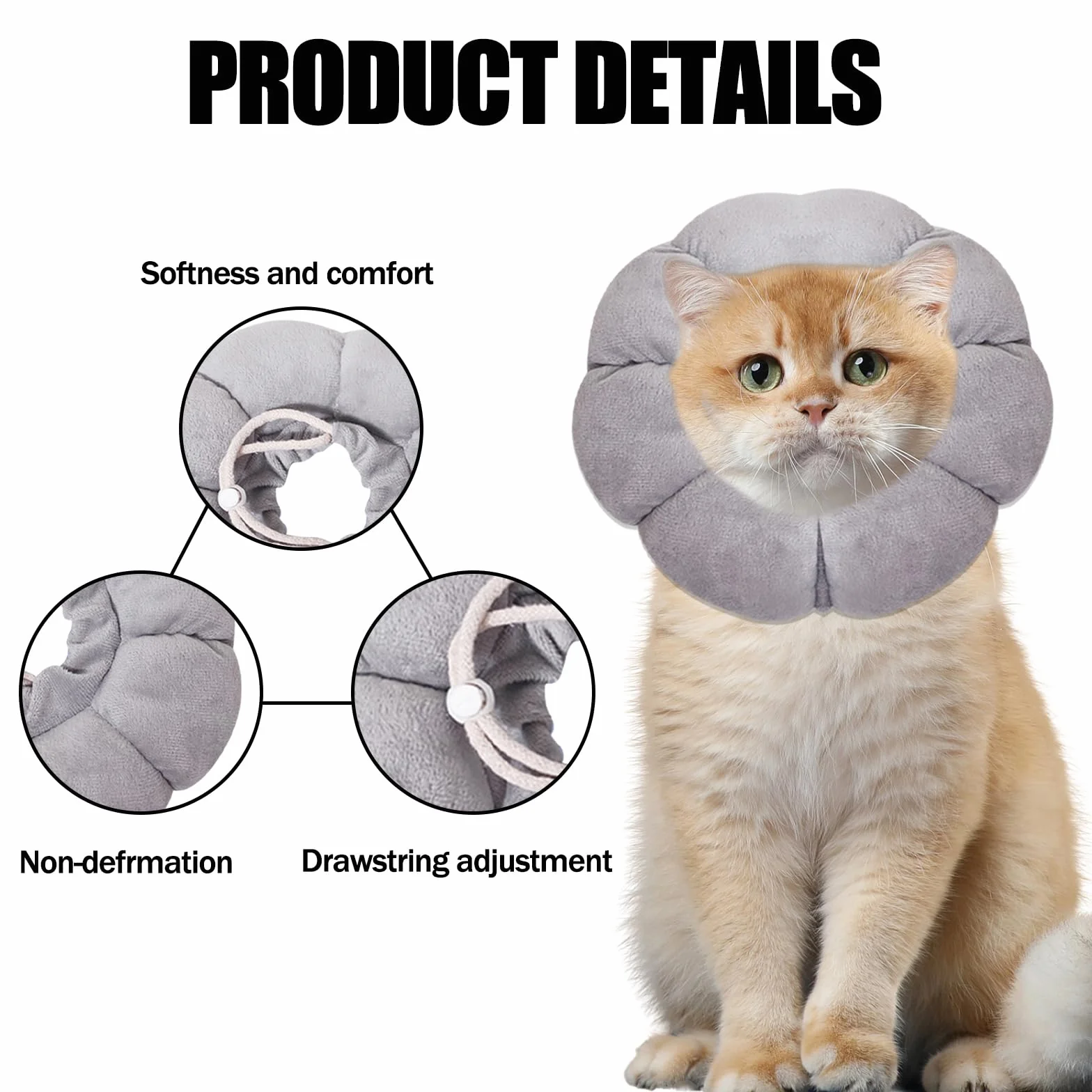 Doux et Confortable Ajustable Collier de Protection pour Chats et Chiots, Anti-Fuite, Prévention des Infections