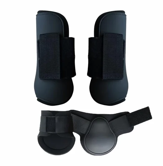 Guêtres pour cheval Lot de 4 coque rigide fermeture Velcro polyuréthane Taille L Noir