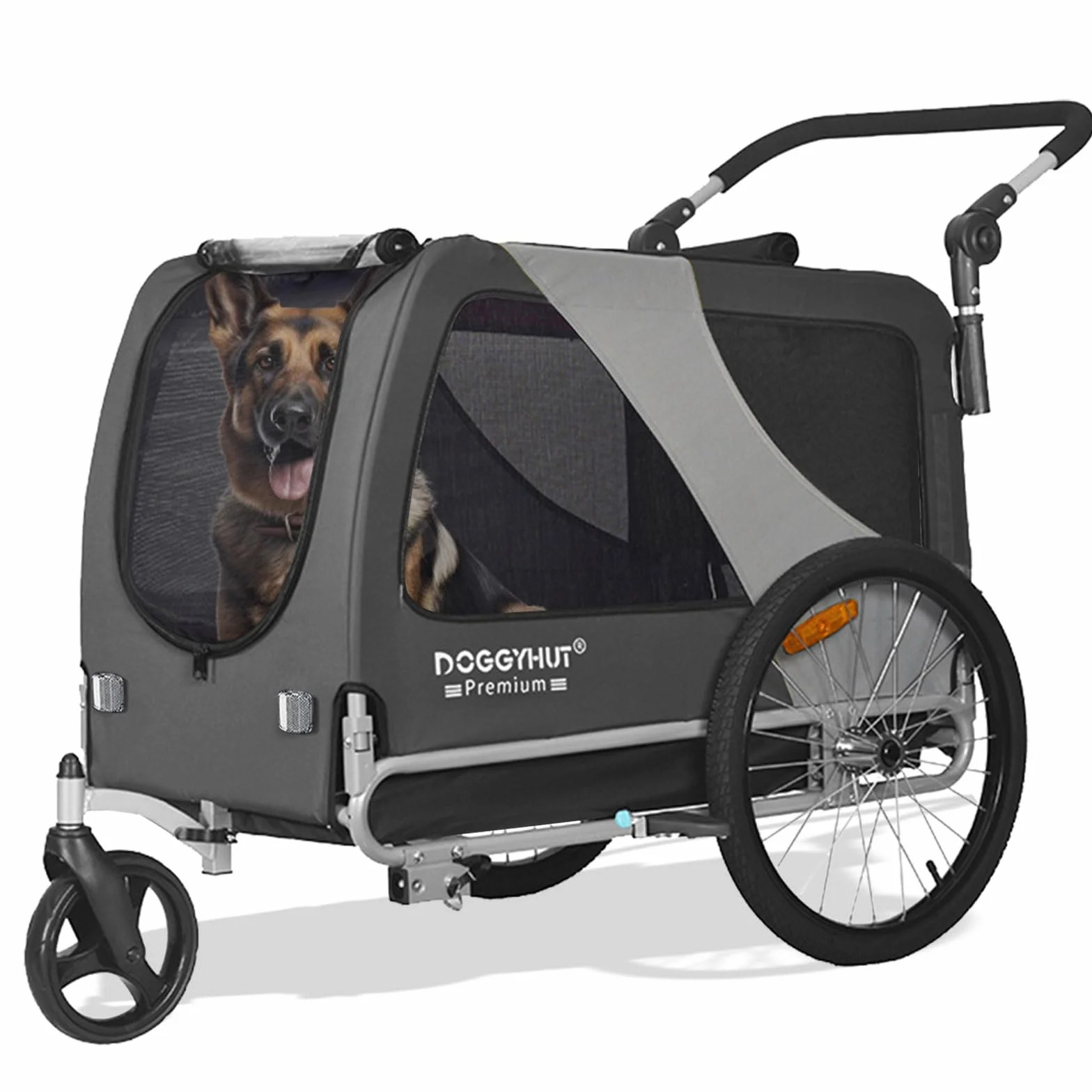 Remorque pour Chien Grand TIGGO XXL avec Kit Jogger Gris