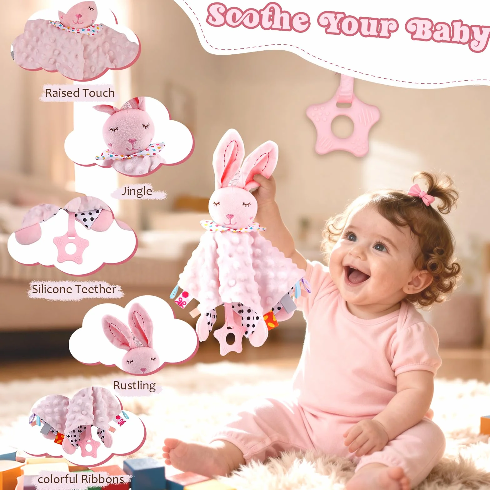 Coffret Naissance 13 en 1 Cadeau Bébé avec Grenouillère Doudou Tasse Couverture Bavoir Chaussettes Gants pour Filles