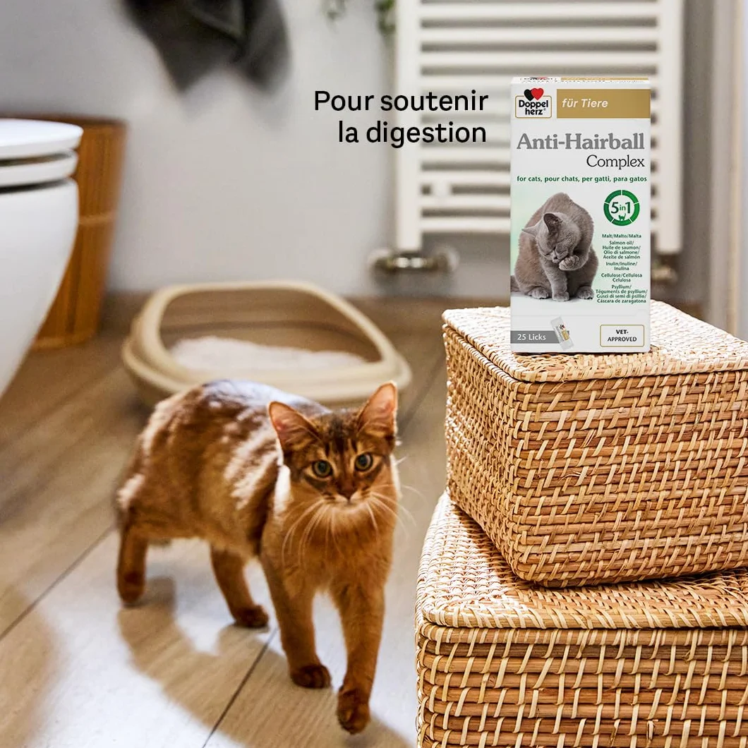 Doppelherz Anti-Hairball Complex pour Chats – 25 Licks crémeux – Facilite la Digestion des Boules de Poils