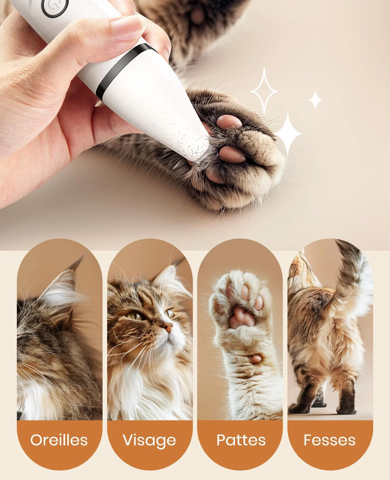 oneisall 3 en 1 Tondeuse Chat Chien Set, Tondeuse Professionnel Silencieux pour Chats, Rasoir pour Chats Chiens à Poils de Pattes