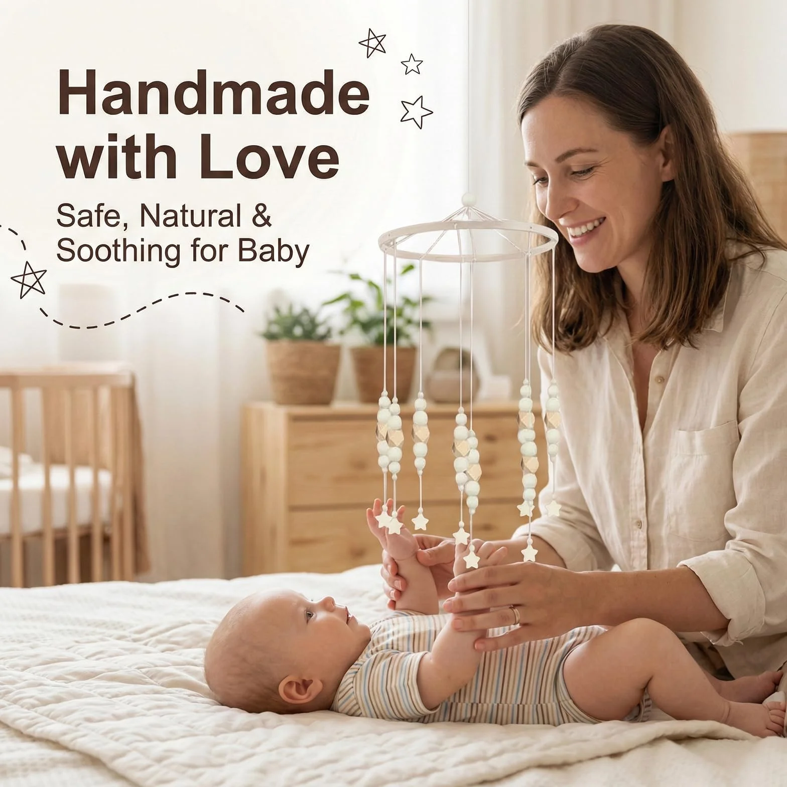 Mobile bébé bois DIY chaleureux mignon pour lit bébé