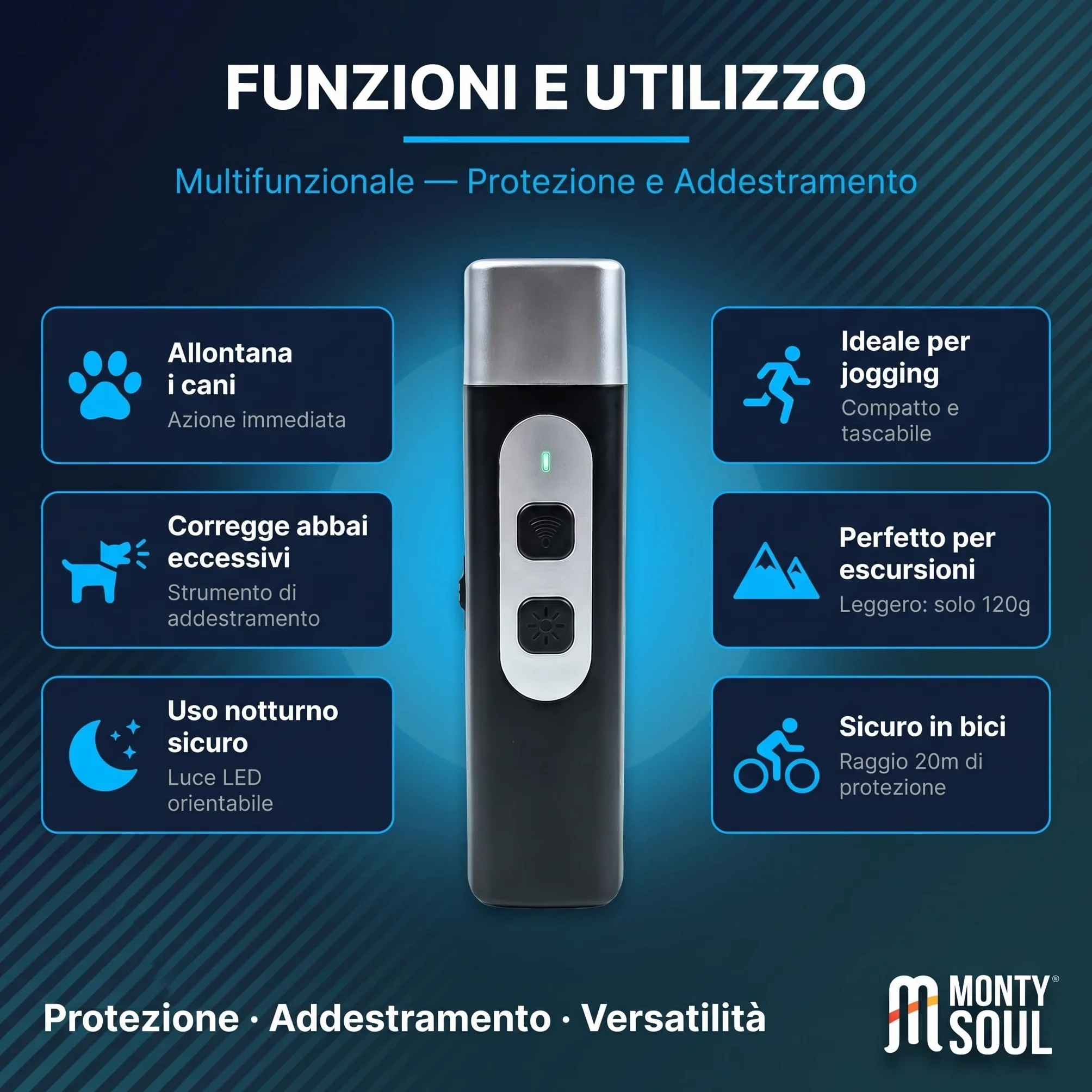 K9 Blocker Dispositif protection attaques chiens ultrasons LED Flash 20 m Batterie incluse