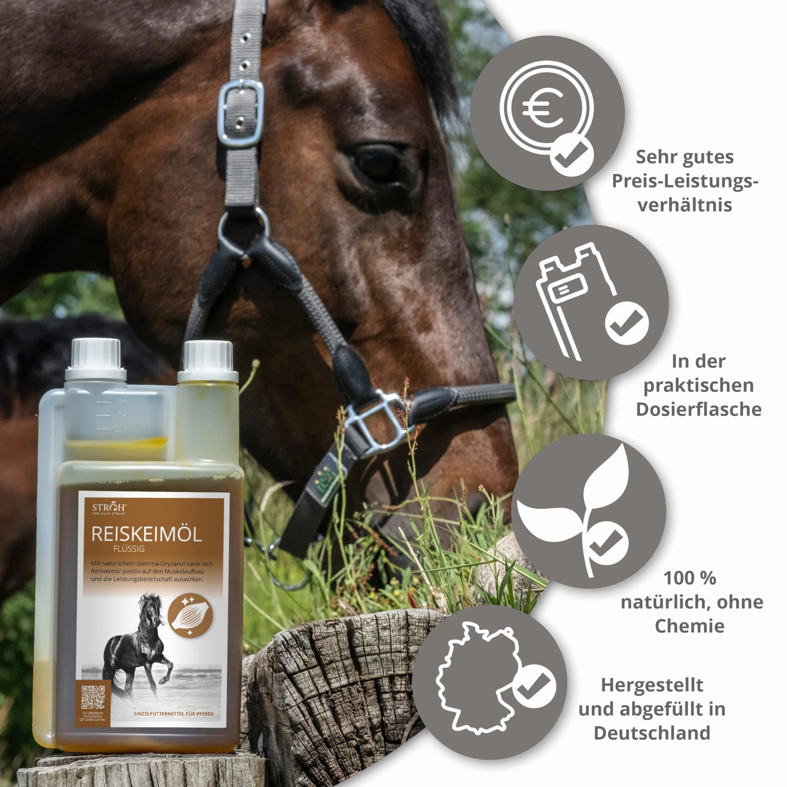 STRÖH Ecom Reiskeimöl 1L Flasche 100% Reiskeimöl Ohne Zusätze
