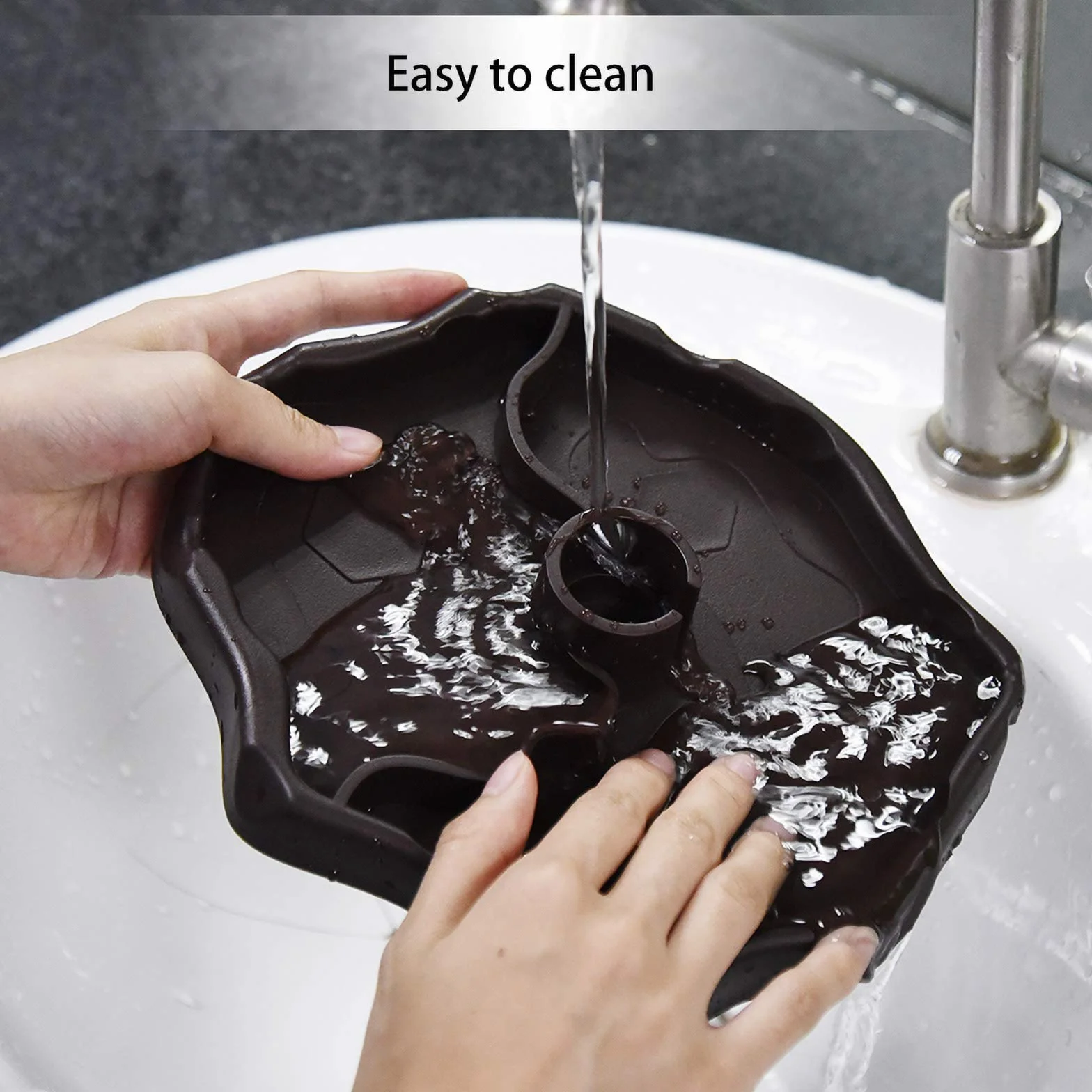 Distributeur d'eau pour Reptile Abreuvoir Tortue Mangeoire 2 en 1 Anti Débordement Plastique Brun