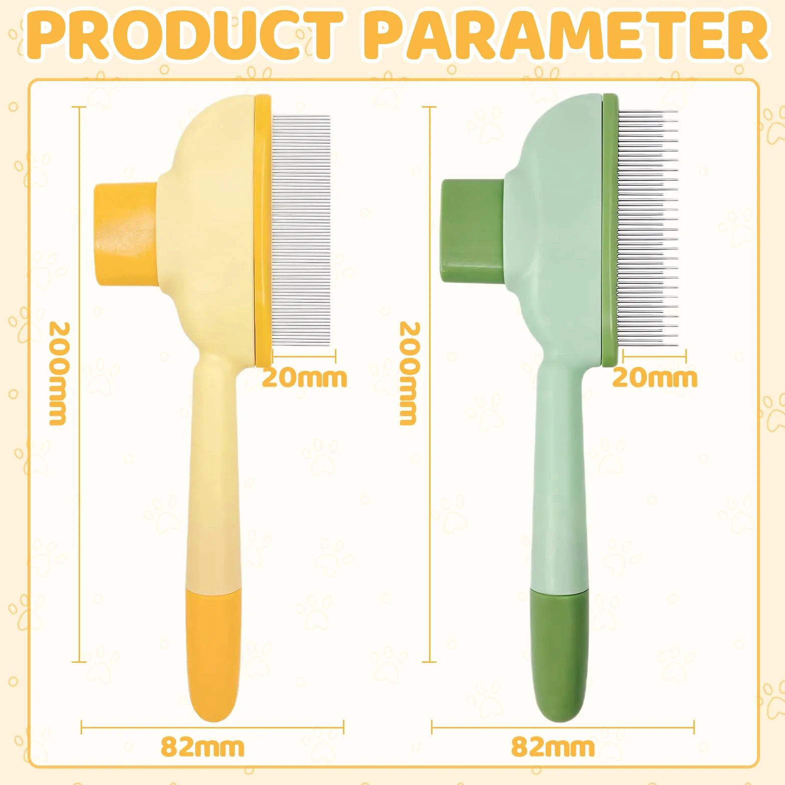 Lot de 2 peignes autonettoyants pour chat - Brosse à poils longs et courts - Orange et vert