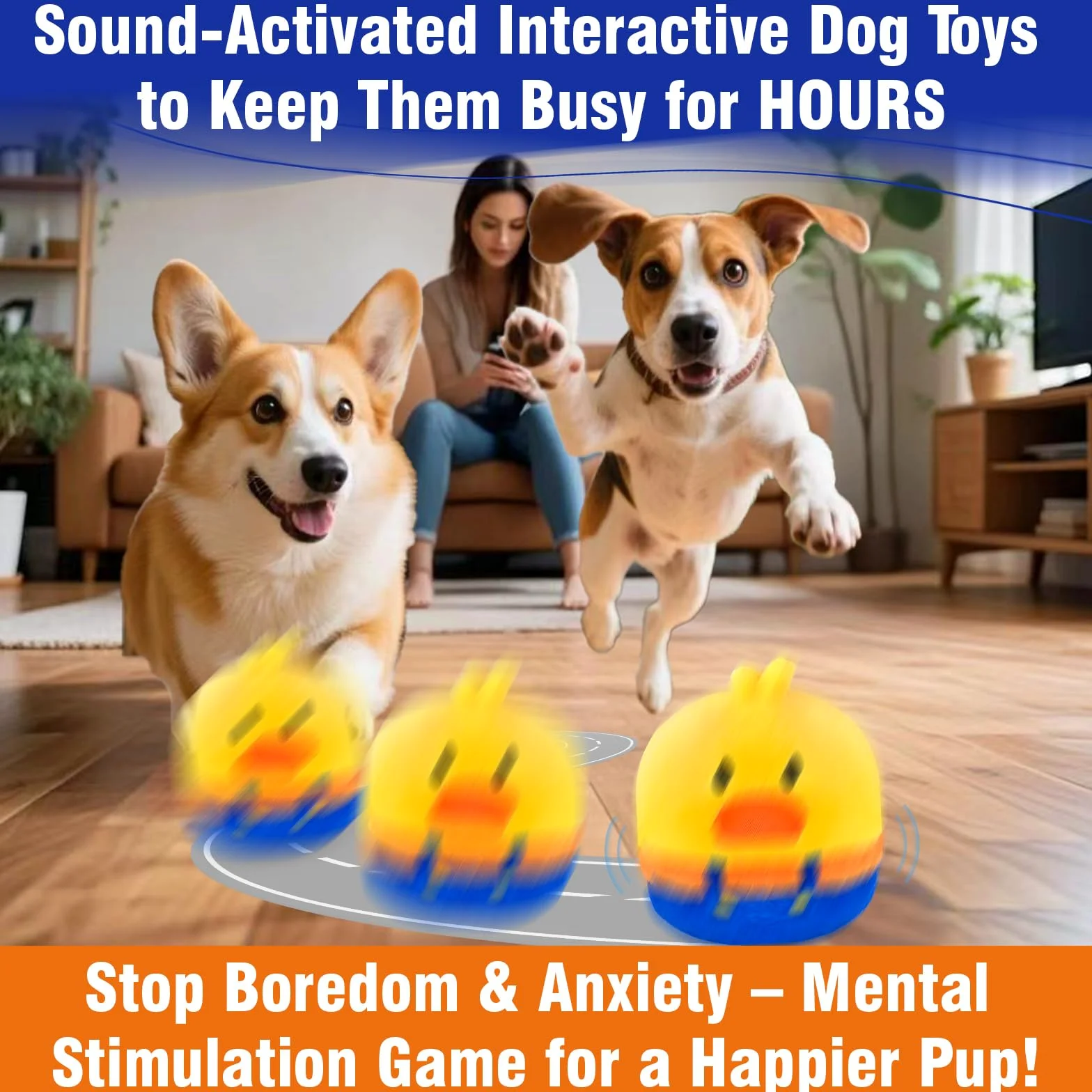Jouets interactifs pour chien avec balle mobile intégrée, fonctions saut et modes silencieux, jouets pour chiots et jouets pour animaux de compagnie pour les garder occupés, rechargeables