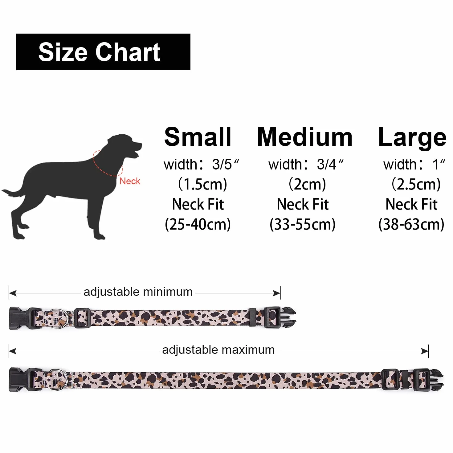 Collier pour Chien Motif Tendance Nylon Réglable Léopard M