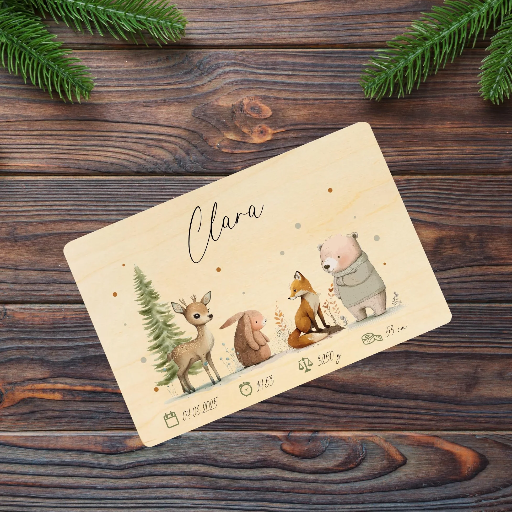 Creative Deco Boîte à Souvenirs Bébé Personnalisé Animaux de la Forêt 30 x 20 x 14 cm Bois
