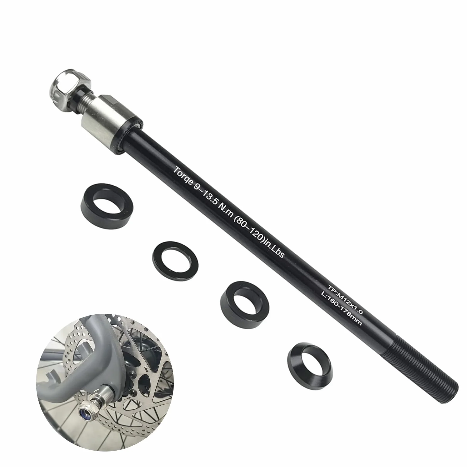 Axe enfichable pour remorque de vélo M12 160-178 mm, adaptateur réglable