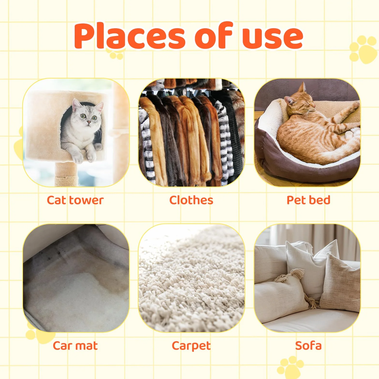 PEUTIER Brosses à Poils d'Animaux en Silicone, Rouleau de Nettoyage de Tapis Portable pour Meubles Canapé Literie
