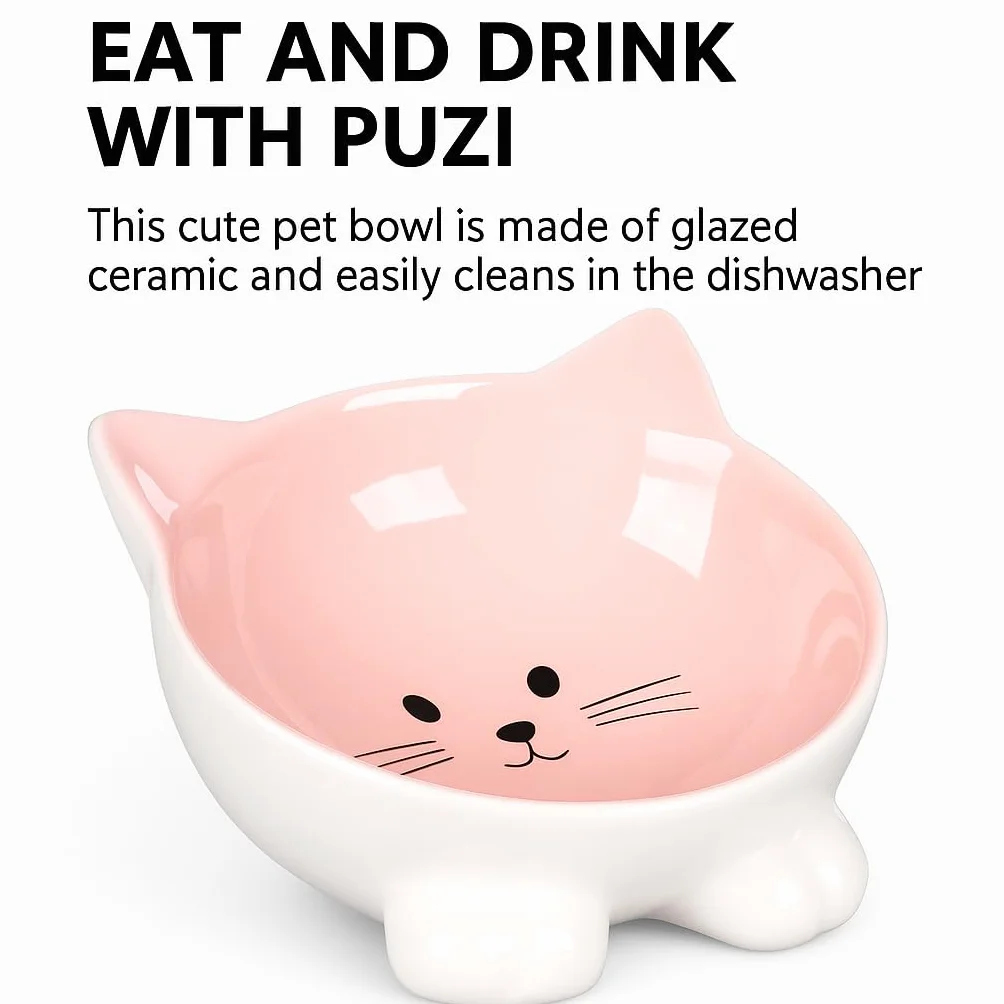 Flamingo Gamelle pour Chats Puzi Rose - Gamelle Antidérapante Céramique 125ML