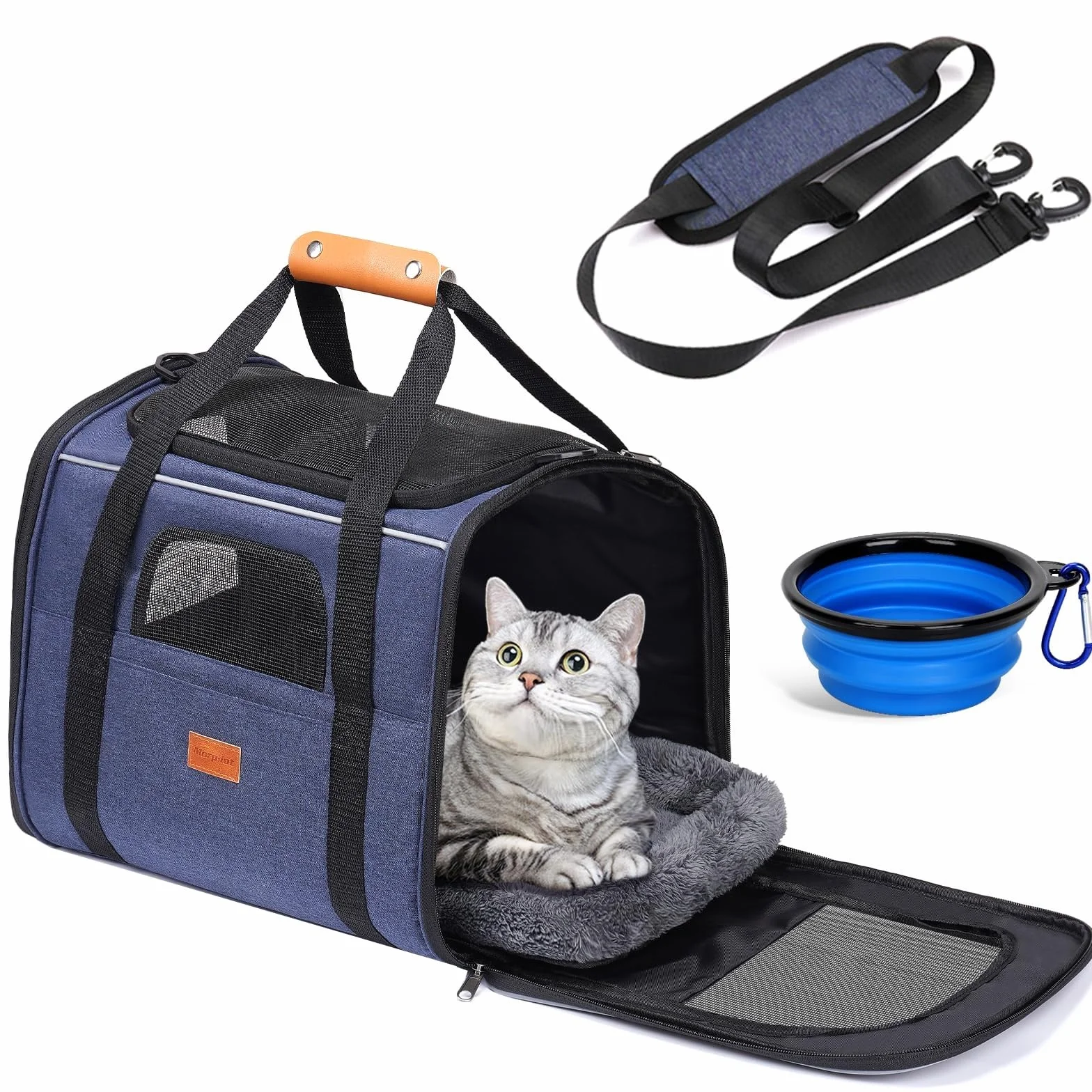 Morpilot Boîte de Transport pour Chat et Chien jusqu'à 7 kg Pliable avec Fermetures éclair de Sécurité