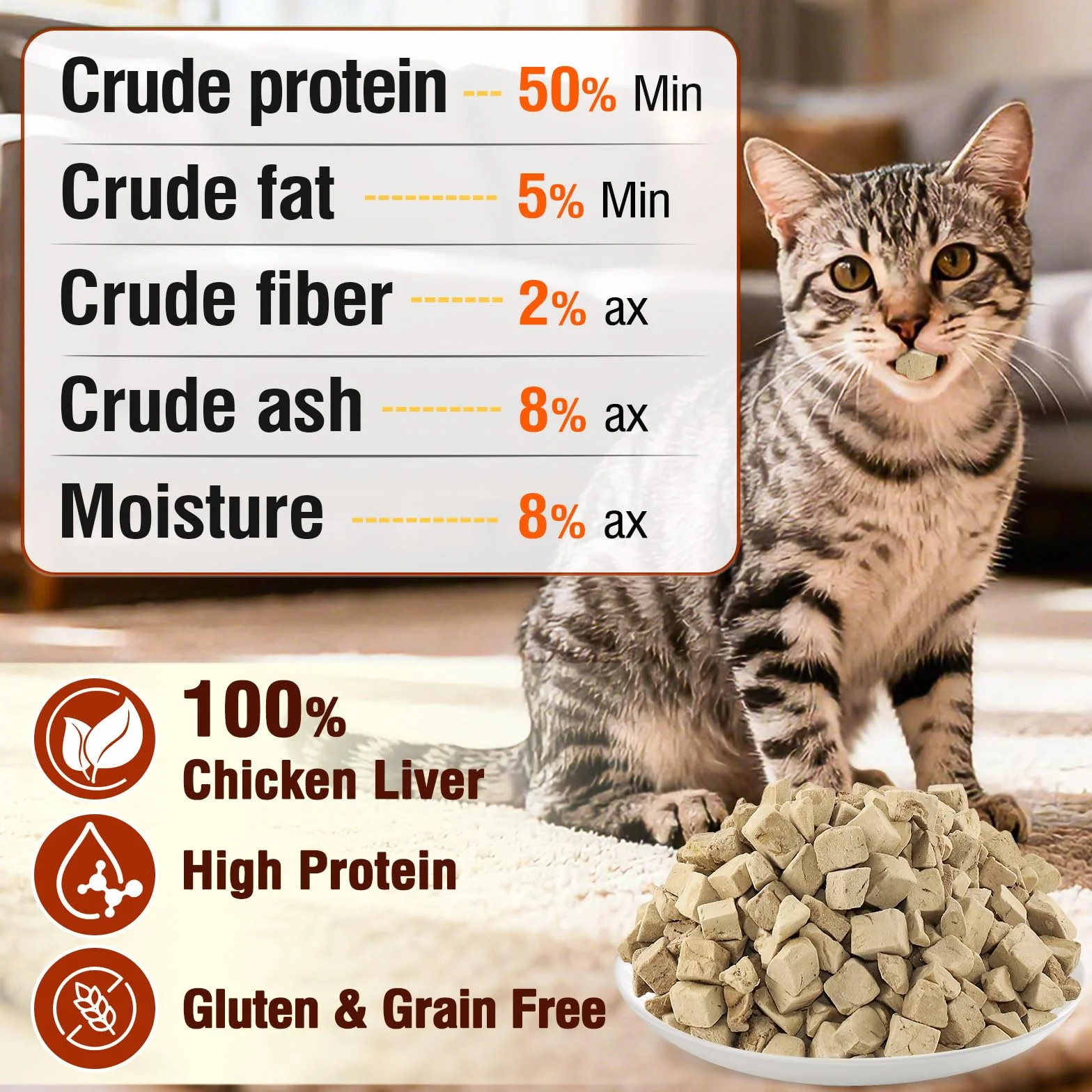 Friandises Lyophilisées pour Chats 110g 100% Foie de Poulet Riche en Protéines