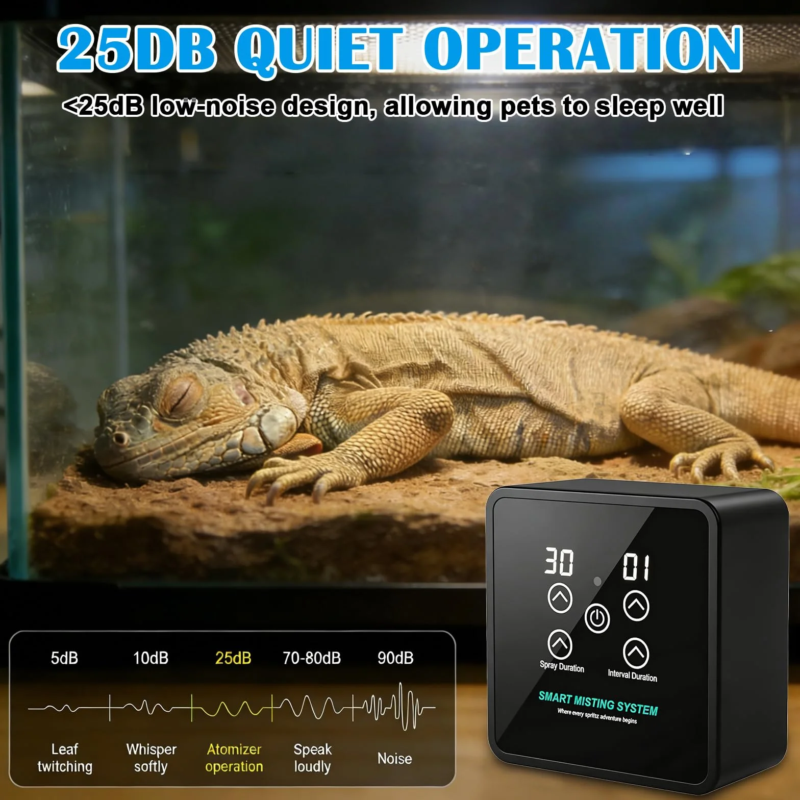 Système de Brumisation Intelligent pour Reptiles, Brumisateur Terrarium Automatique avec Minuterie, Double Buses Réglables 360°