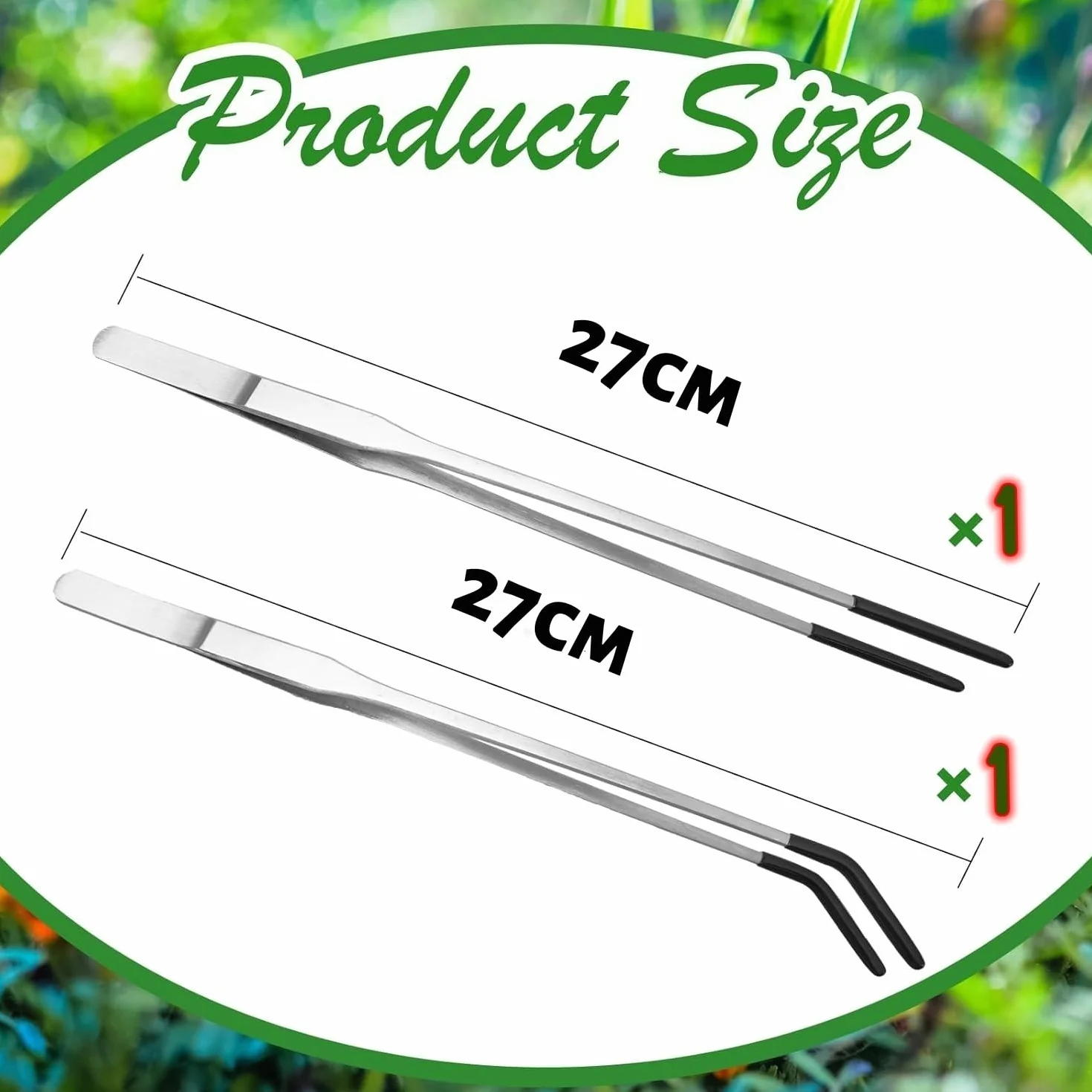 Lot de 2 pinces d'alimentation pour reptiles en acier inoxydable 26,6 cm droites et incurvées pour aquarium terrarium