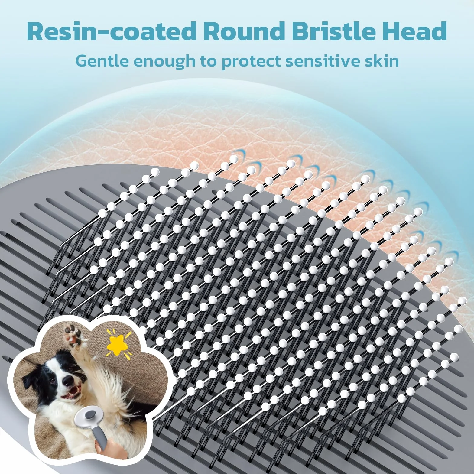 Brosse pour Chien et Chat Zivacate avec Prise Ergonomique, Nettoyage en un Clic, Design Breveté, Accessoire pour Poils Courts et Longs (Gris)