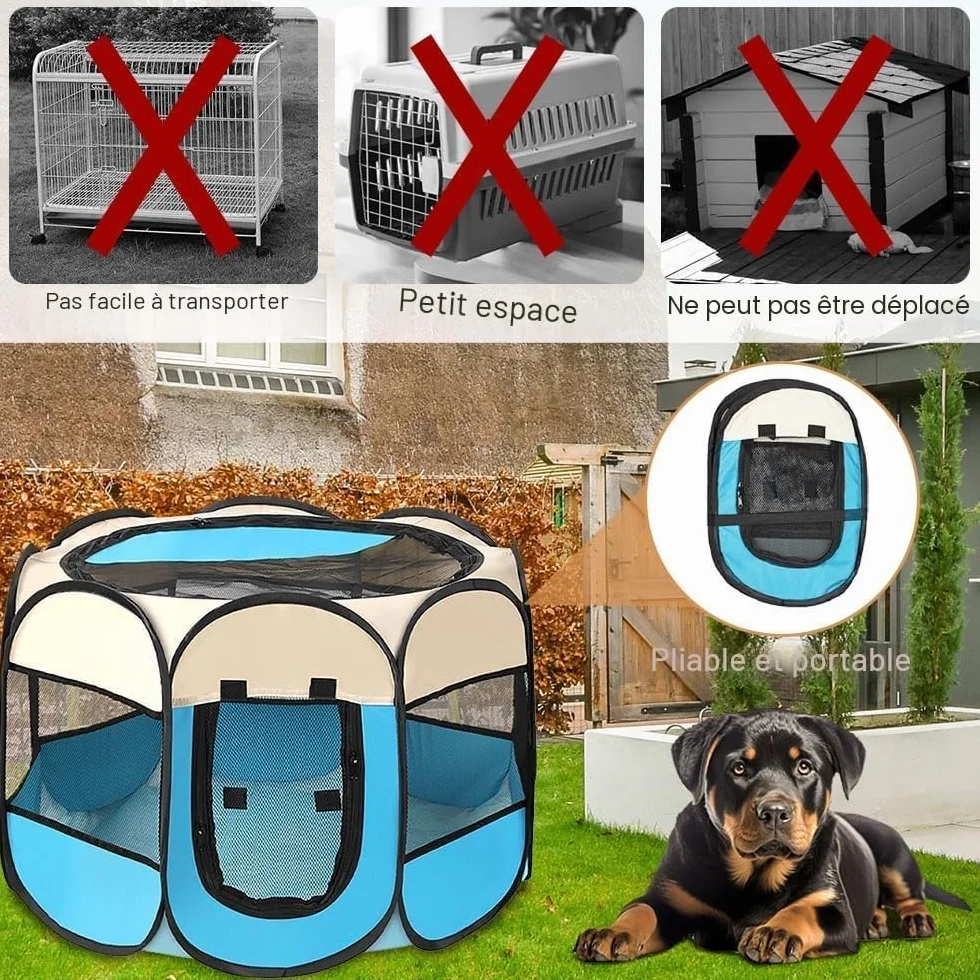 Cage de Chien Portable Pliant en Tissu Oxford Imperméable pour Chien Chat Lapin Café S