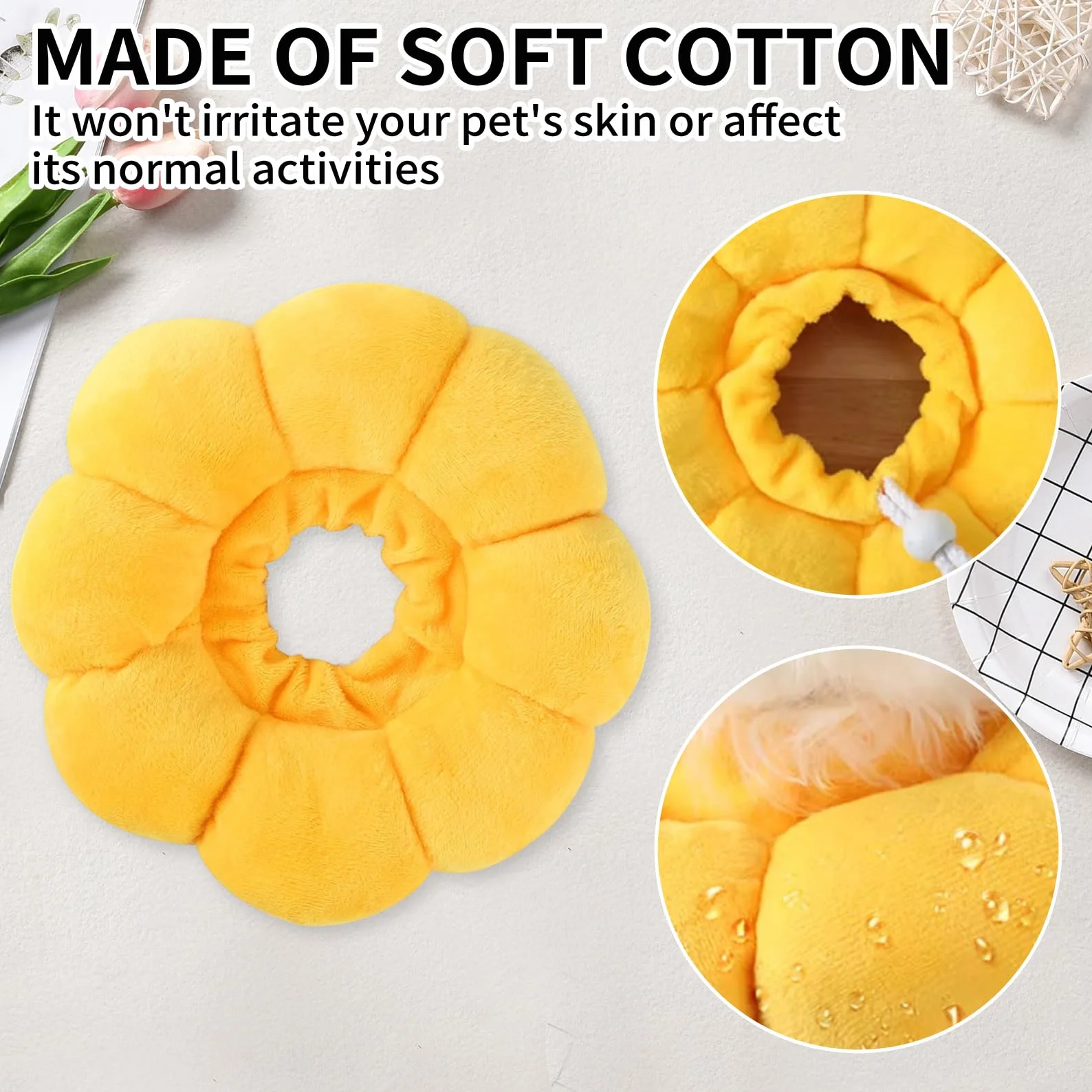 Collerette Chat Anti Lechage Doux Tête Suédé Respirant Anti adhésif Ajustable pour Chats Chiots Petits Chiens Après Opération Blessure (M)