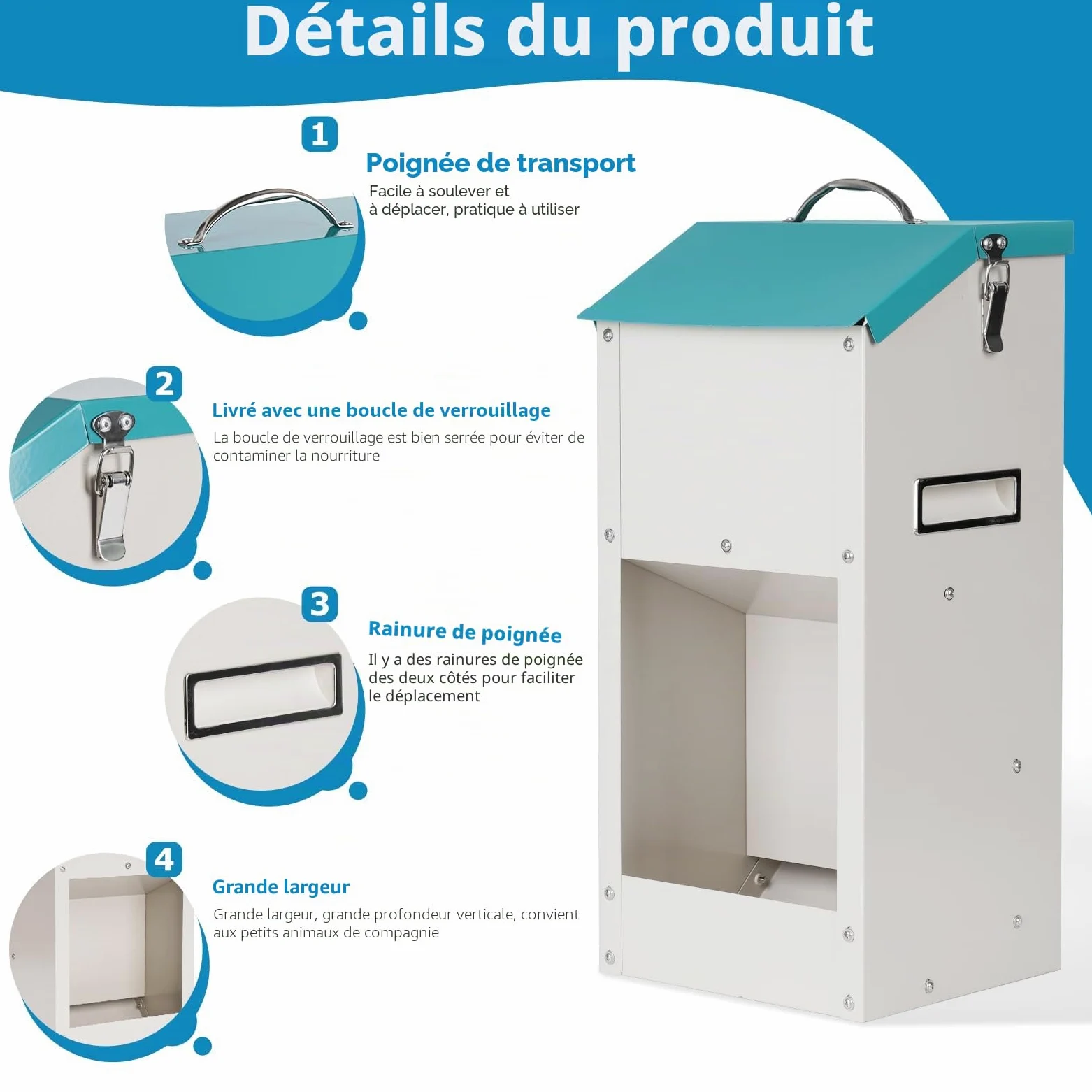 Mangeoire Automatique à Gravité Réservoir 6 kg pour Animaux Domestiques, Distributeur de Croquettes pour Chien, Chat et Chiots, Station de Nourrissage Continue